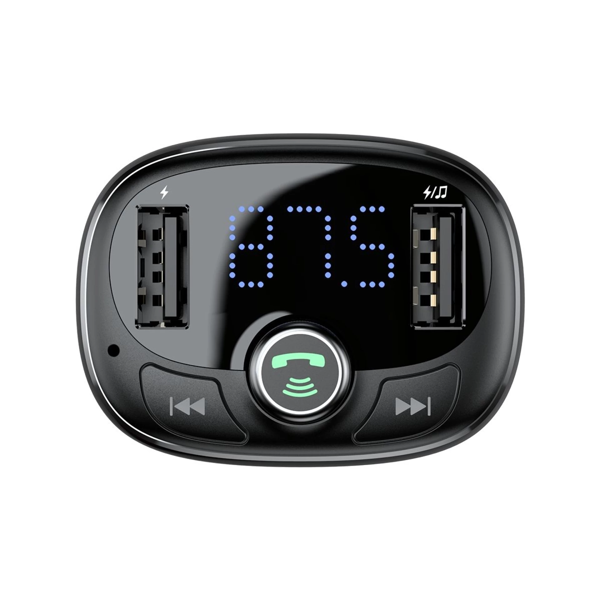 Auto punjač BASEUS 2 x USB A + transmitter FM BT 3,4A S-09 black