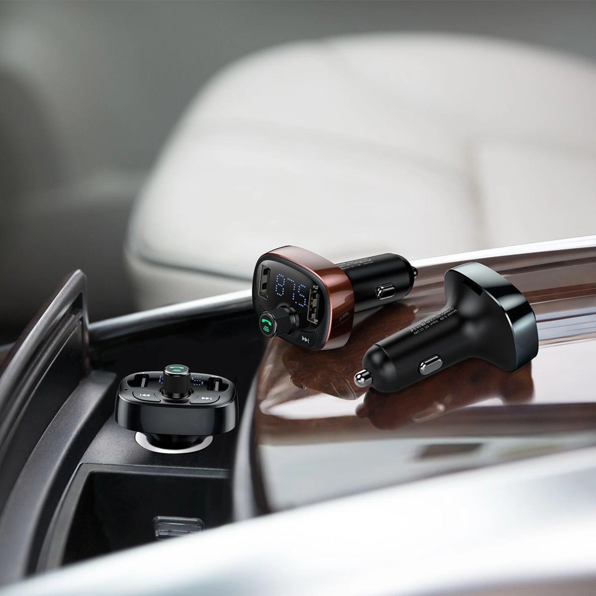 Auto punjač BASEUS 2 x USB A + transmitter FM BT 3,4A S-09 black