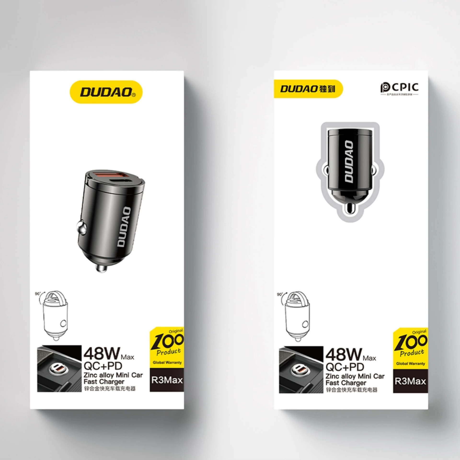 Auto punjač Dudao R3MAX 48W QC PD mini car charger crni