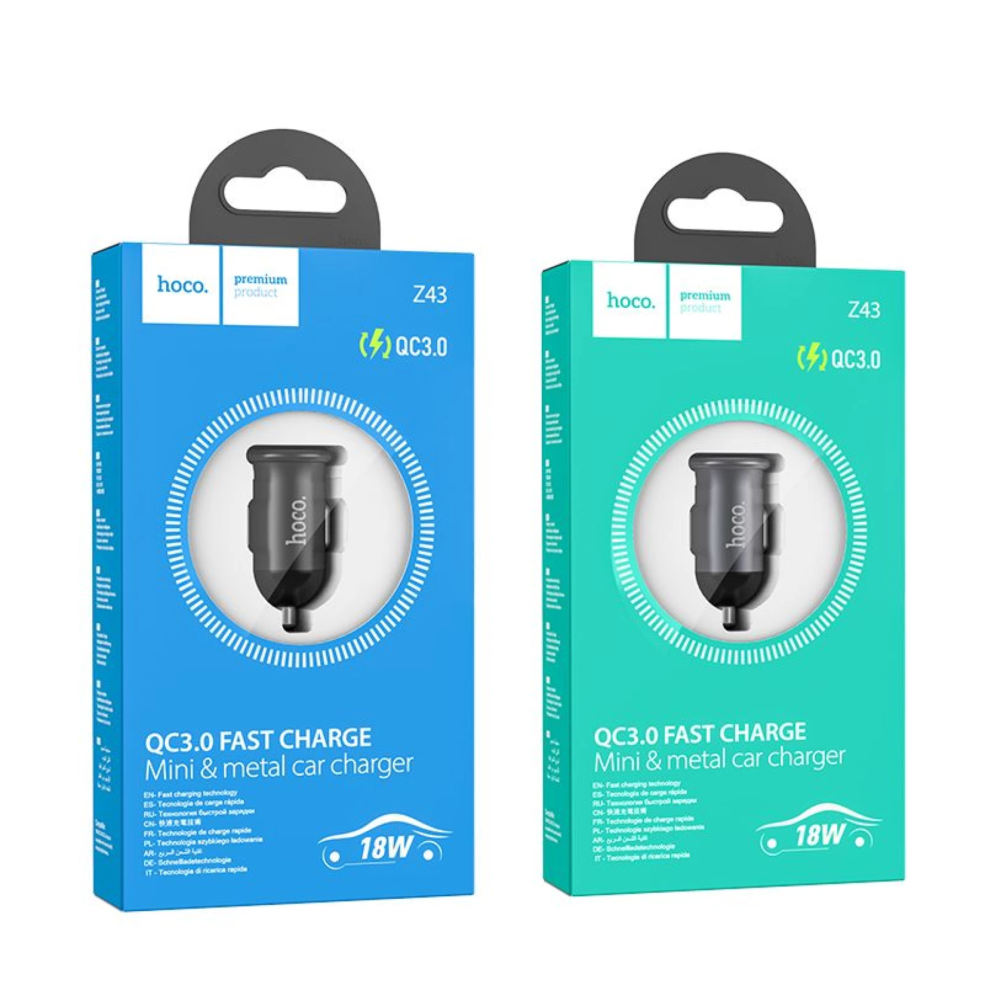 Auto punjač HOCO USB A QC3.0 18W Z43 grey
