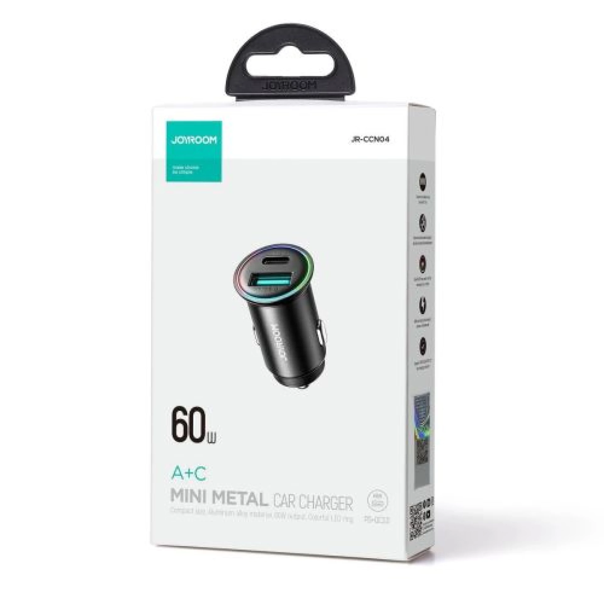 Auto punjač Joyroom JR-CCN04 60W USB-A USB-C mini charger crni