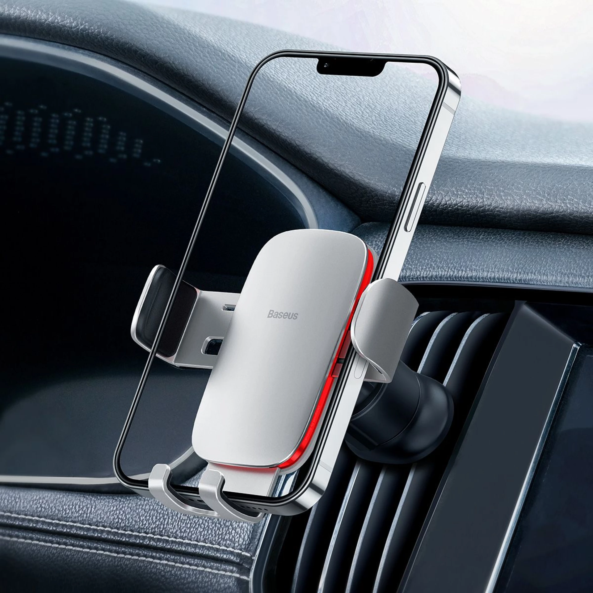 Auto stalak BASEUS gravitacijski za ventilaciju silver