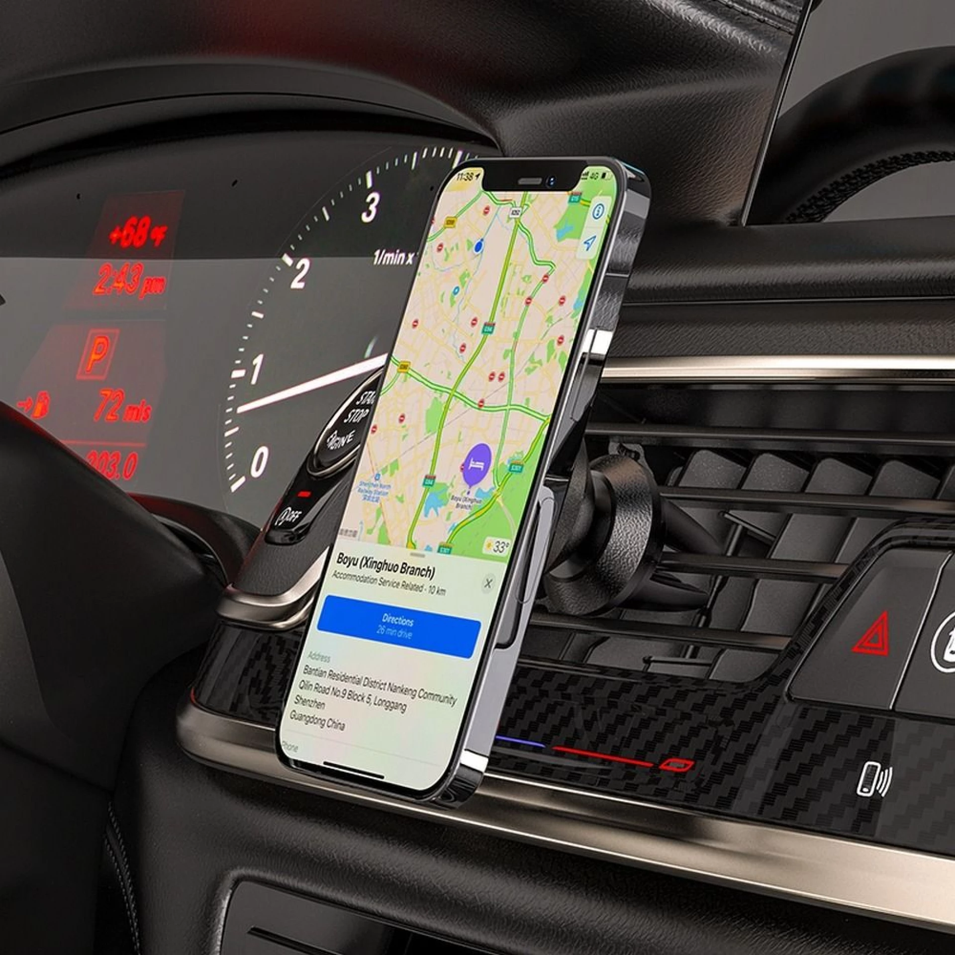 Auto stalak HOCO magnetni za ventilaciju black