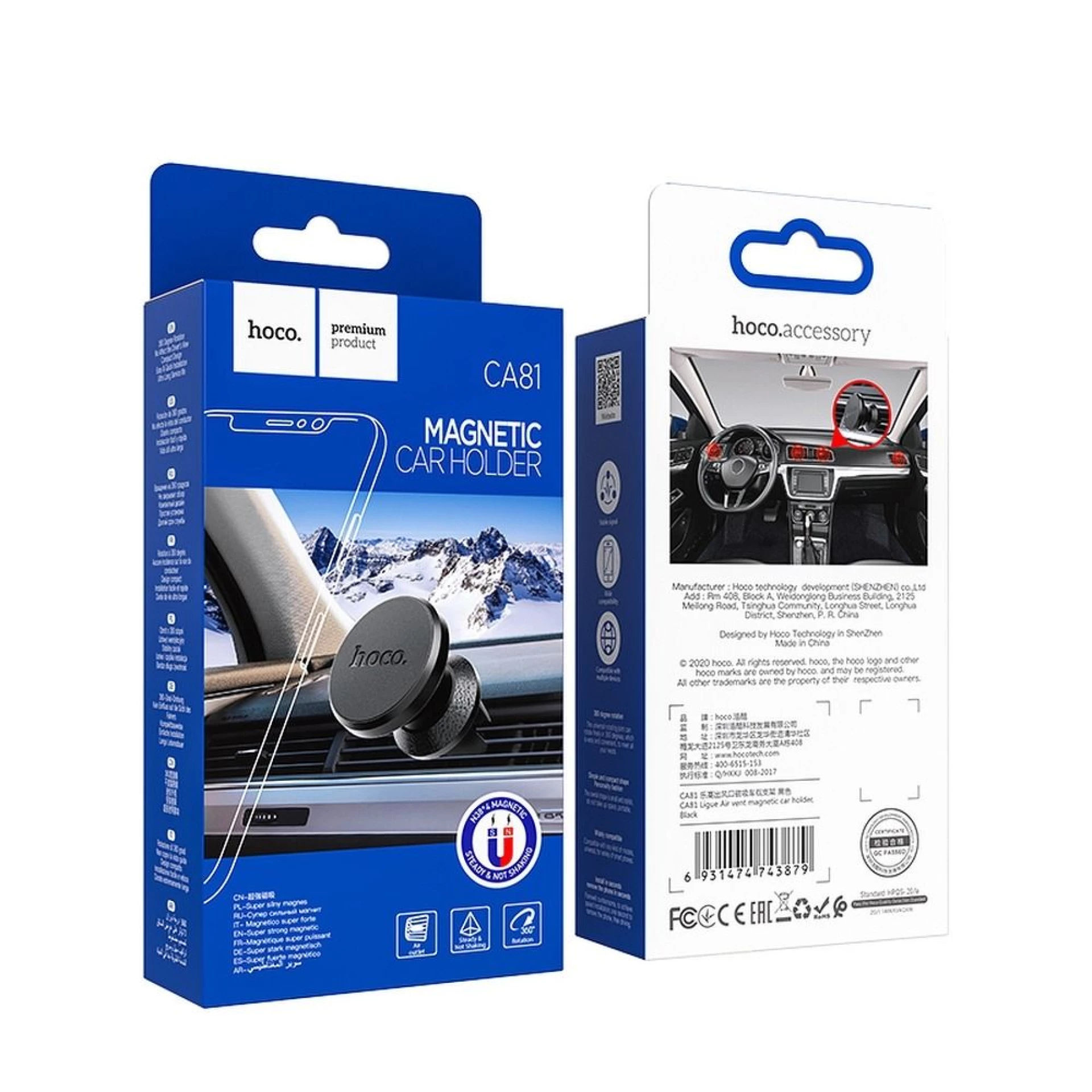 Auto stalak HOCO magnetni za ventilaciju black