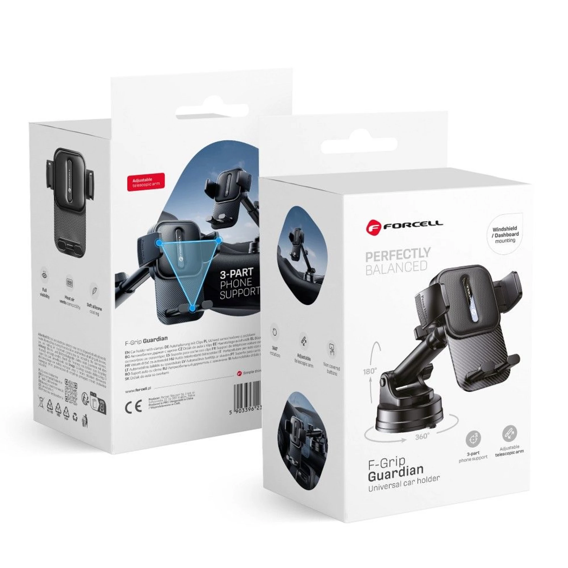 Autodržač FORCELL F-Grip Guardian to windshield/center console crni