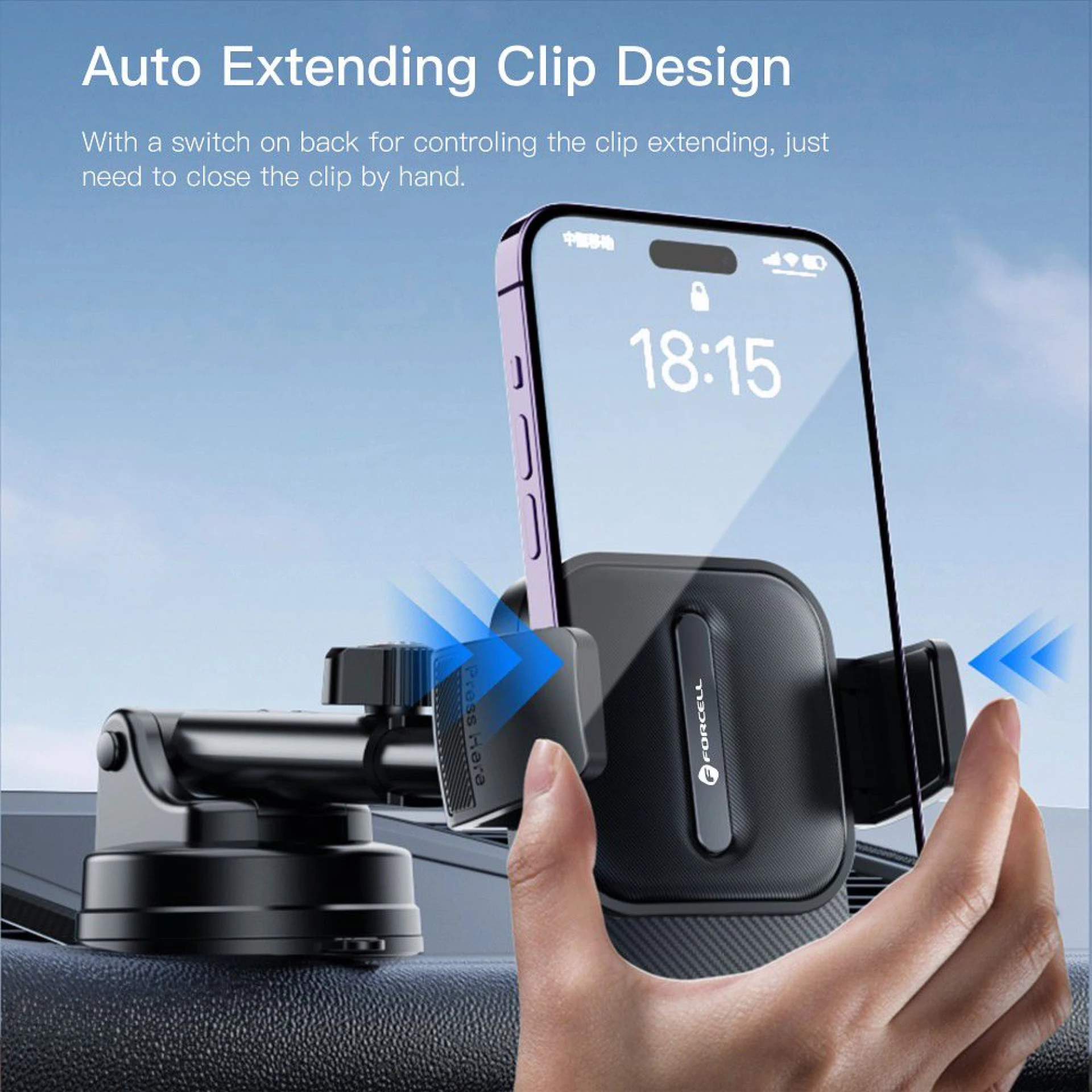 Autodržač FORCELL F-Grip Guardian to windshield/center console crni