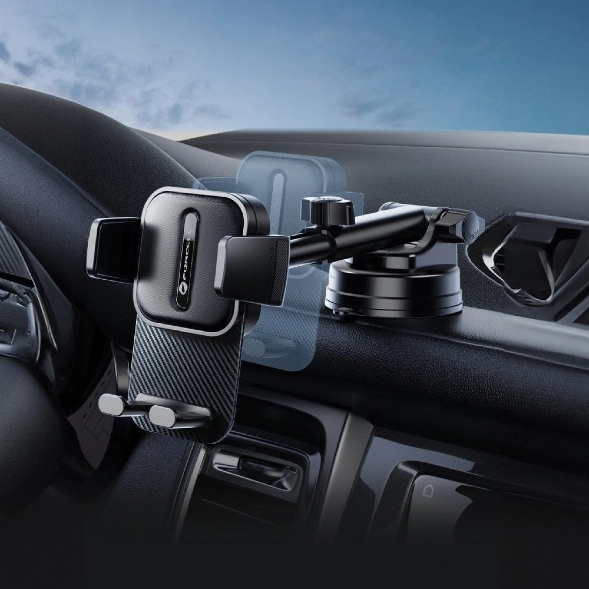 Autodržač FORCELL F-Grip Guardian to windshield/center console crni