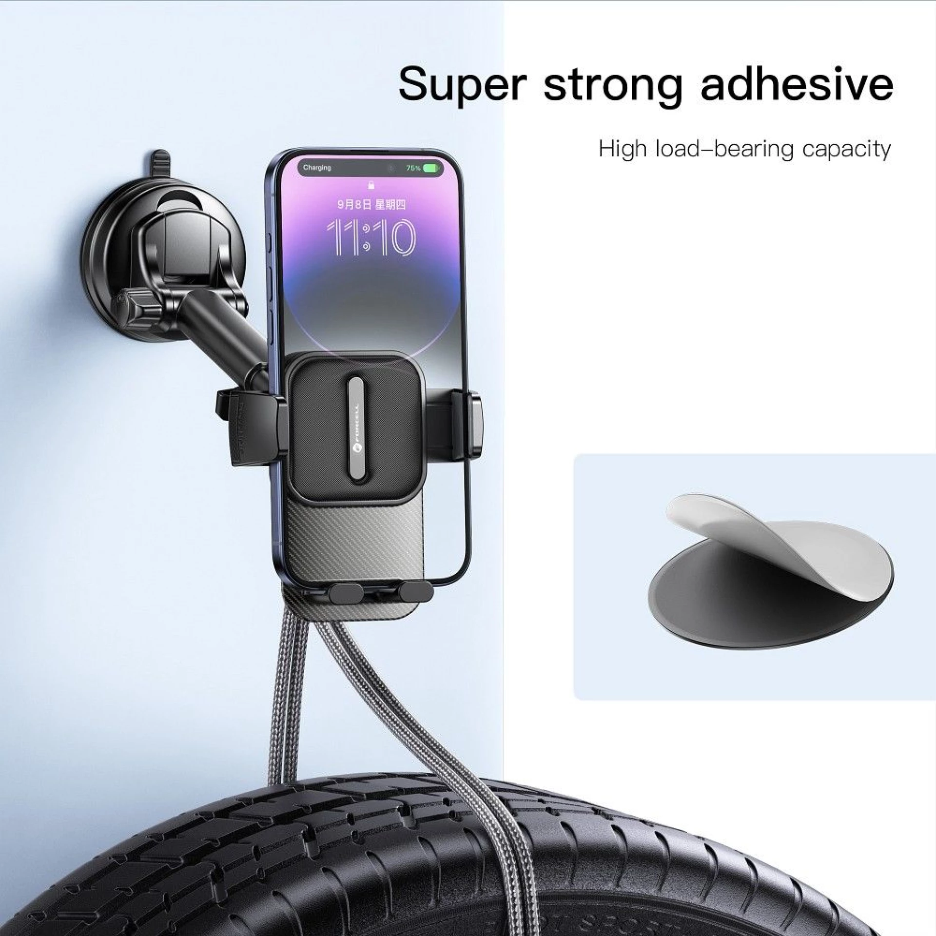 Autodržač FORCELL F-Grip Guardian to windshield/center console crni