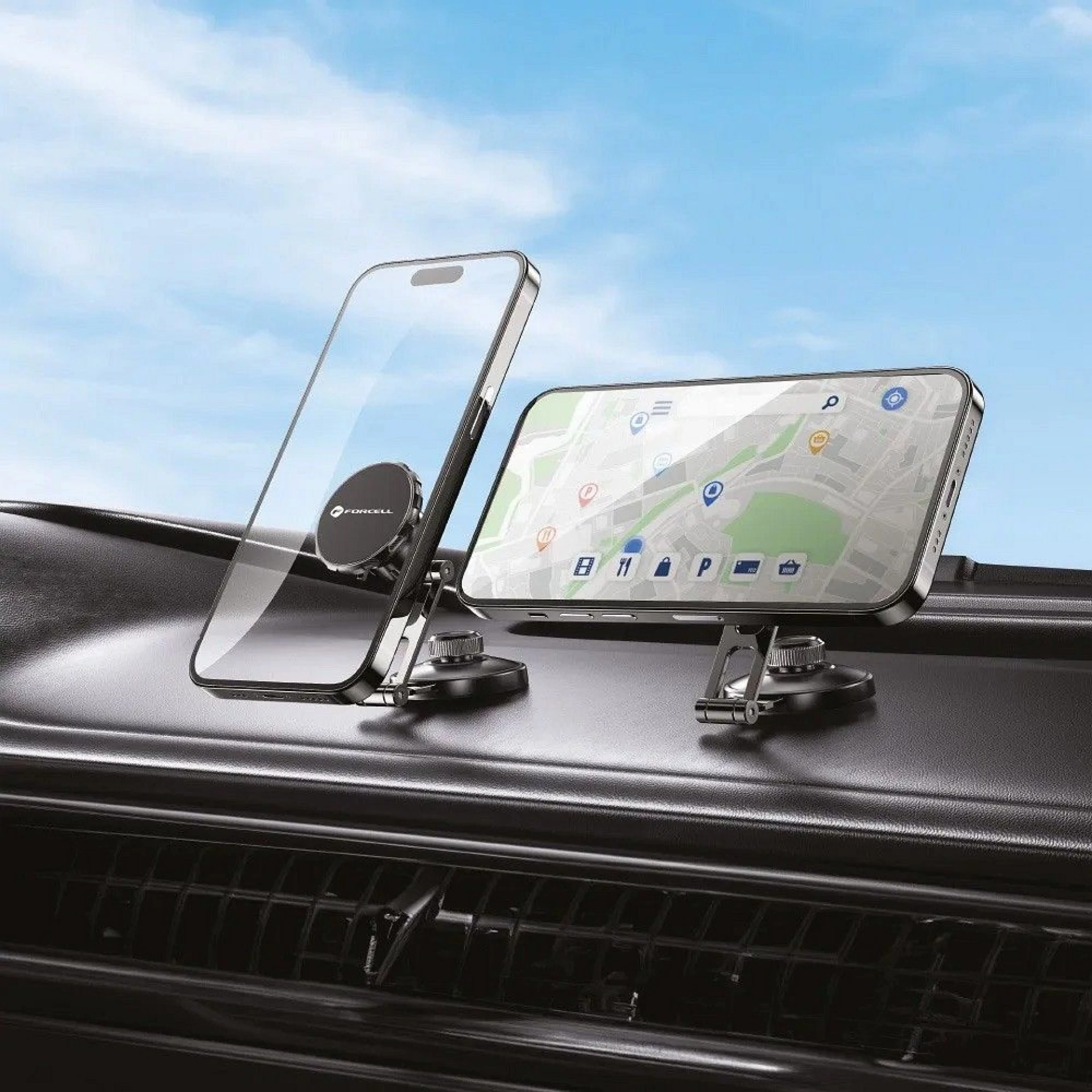 Autodržač FORCELL F-Grip IronSecure windshield/dashboard crni