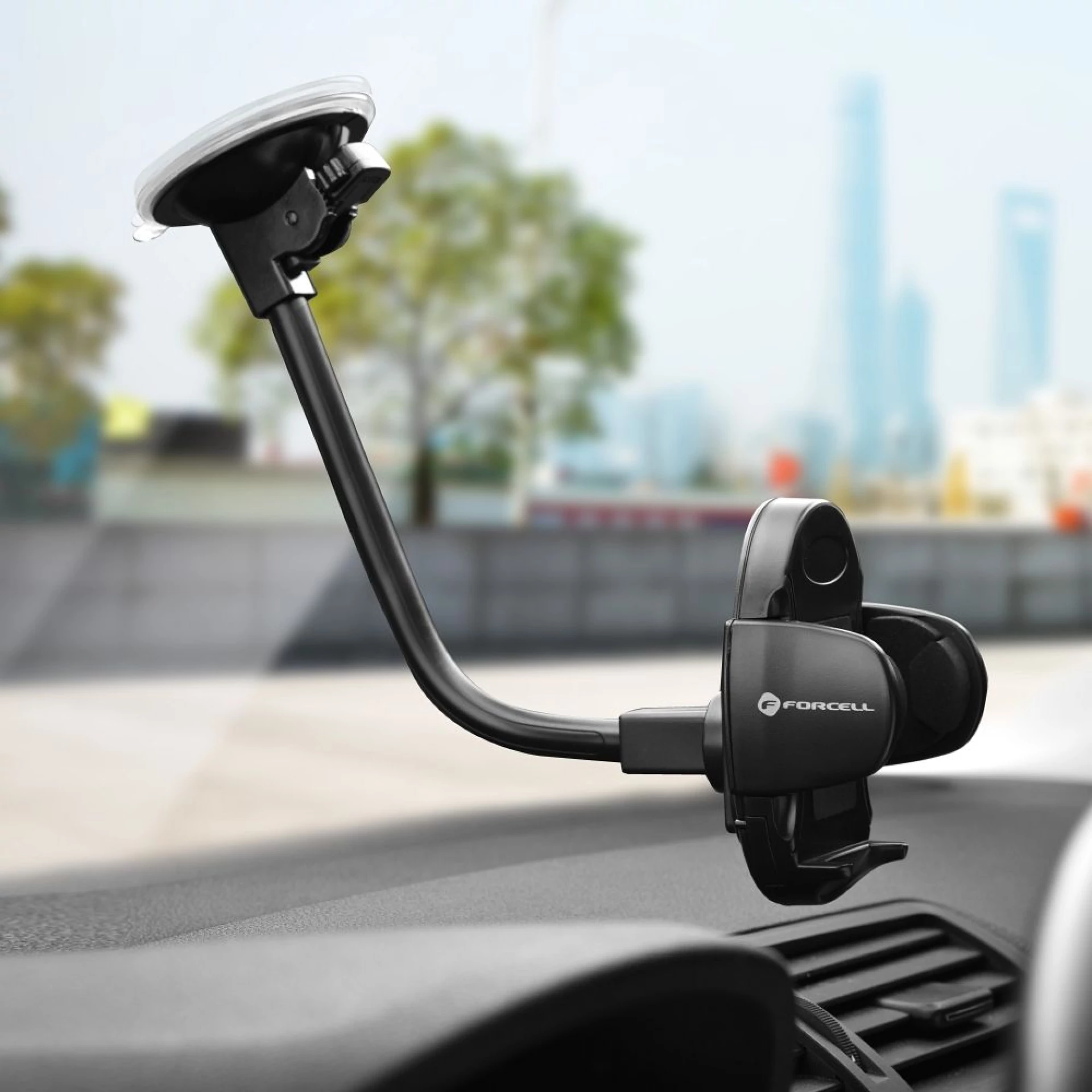Autodržač FORCELL F-Grip Oval 27cm windshield/dashboard/air vent crni