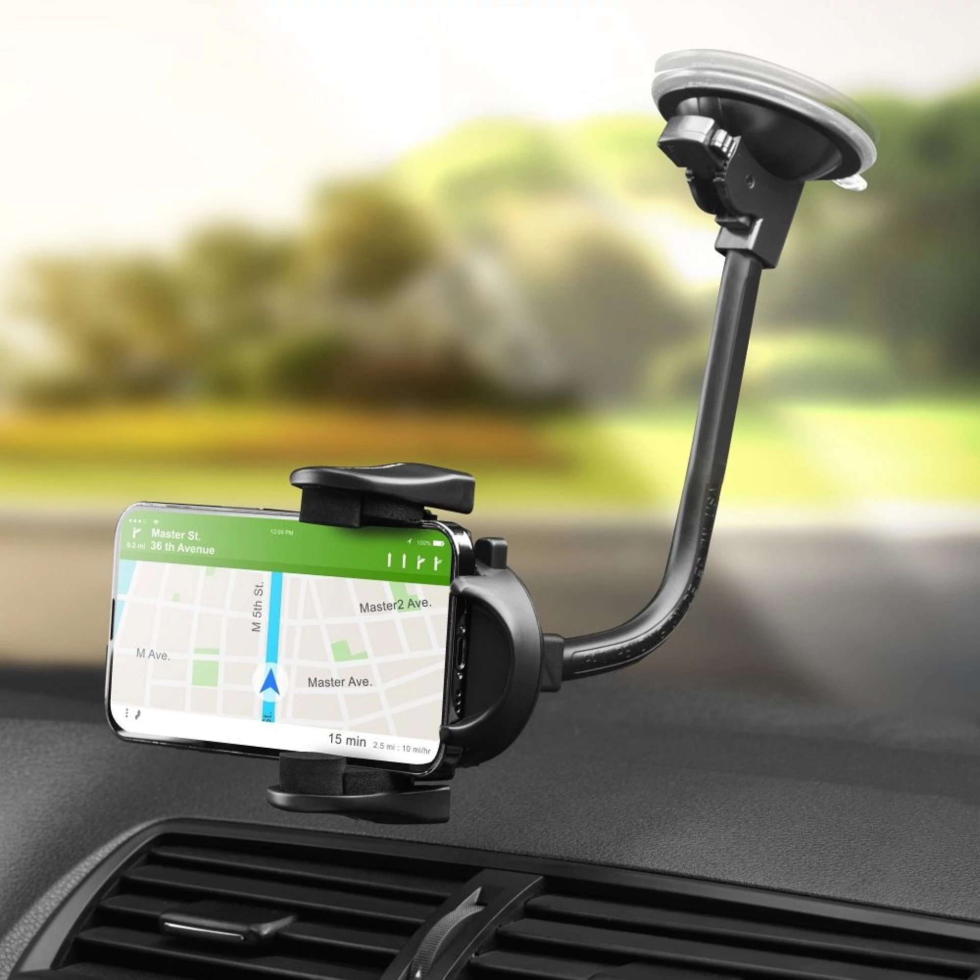 Autodržač FORCELL F-Grip Oval 27cm windshield/dashboard/air vent crni