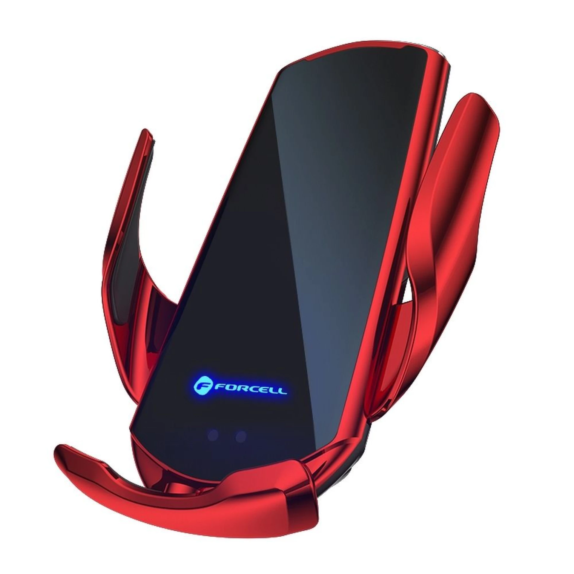 Autodržač Forcell sa wireless charging + automatic sensor HS1 15W crveni