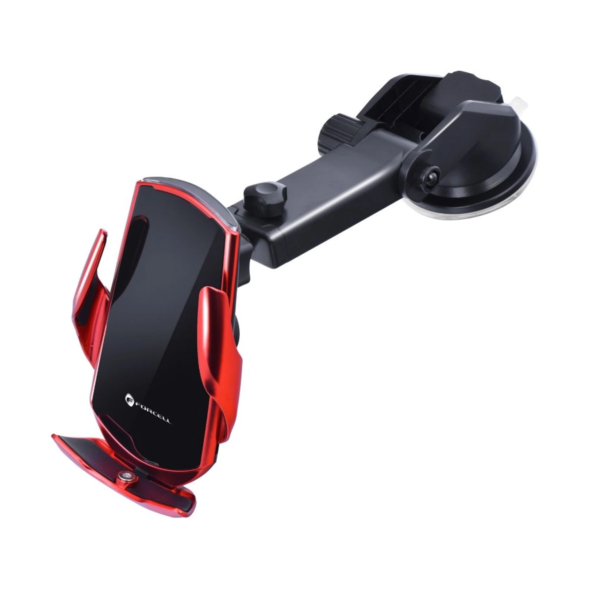 Autodržač Forcell sa wireless charging + automatic sensor HS1 15W crveni