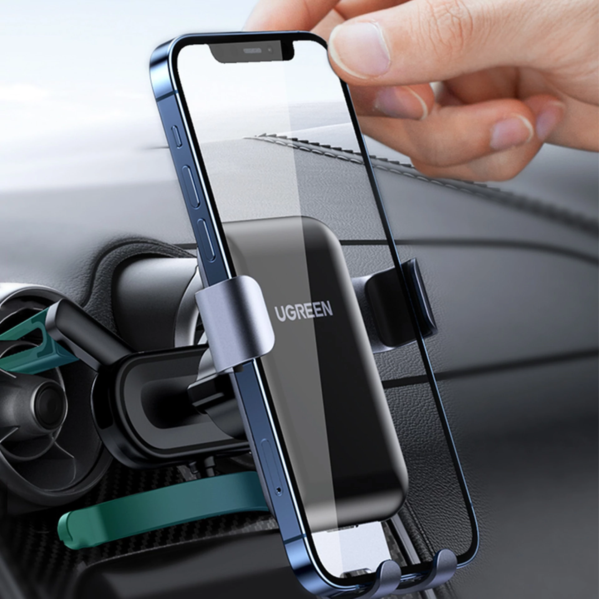 Autodržač Ugreen Round Grid Car Phone Holder gray