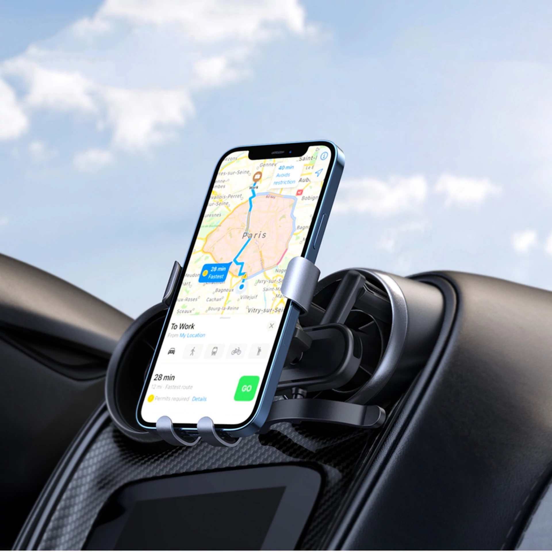 Autodržač Ugreen Round Grid Car Phone Holder gray