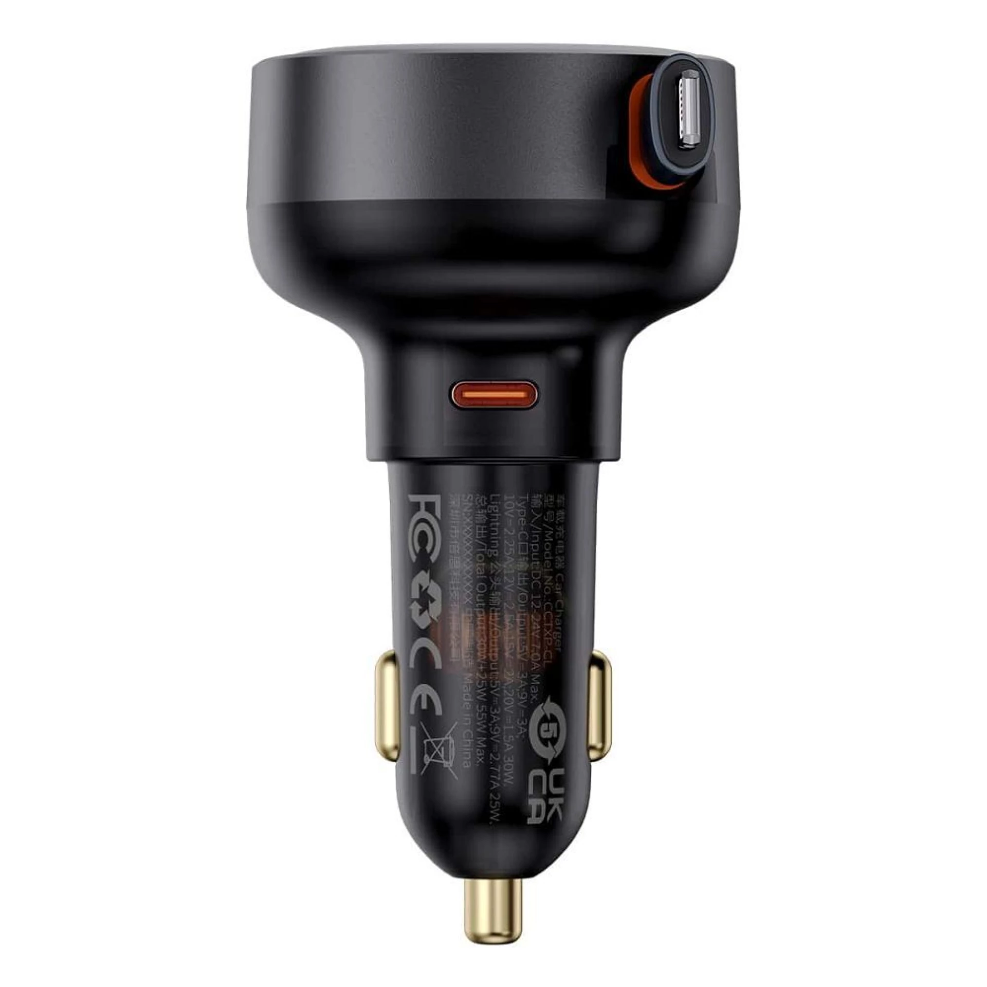Autopunjač Baseus Type C + Light kabl PD3.0 QC4.0 3A 55W crni