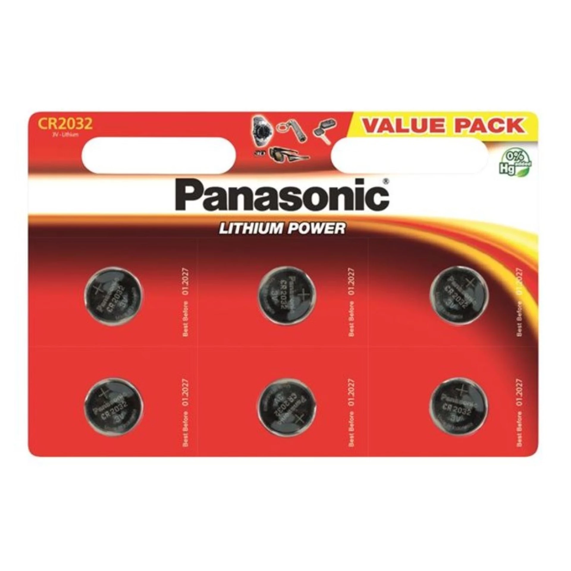 Baterije PANASONIC CR-2032EL/6BW male Lithium Coin