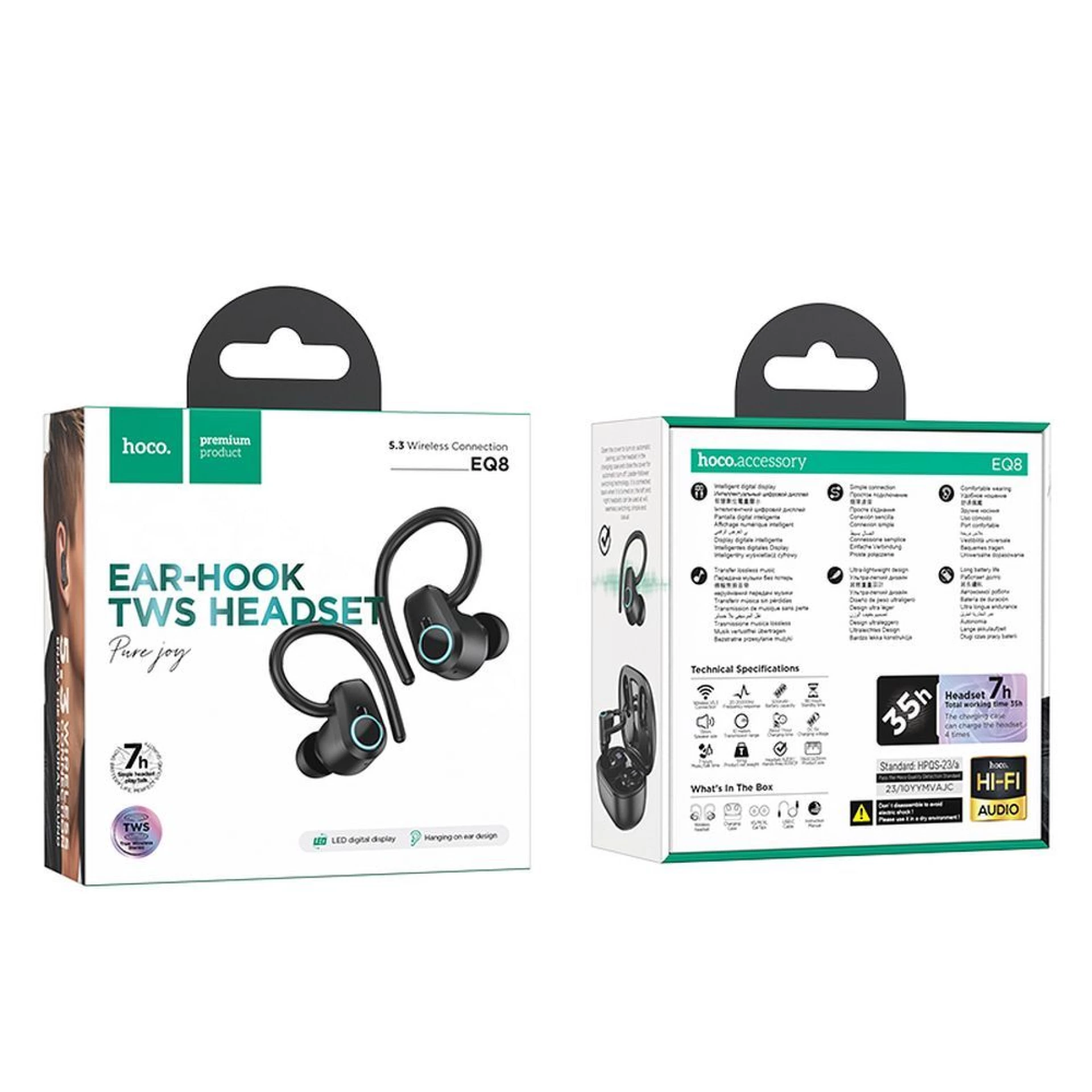 Bežične slušalice HOCO bluetooth, in-ear TWS EQ8 black