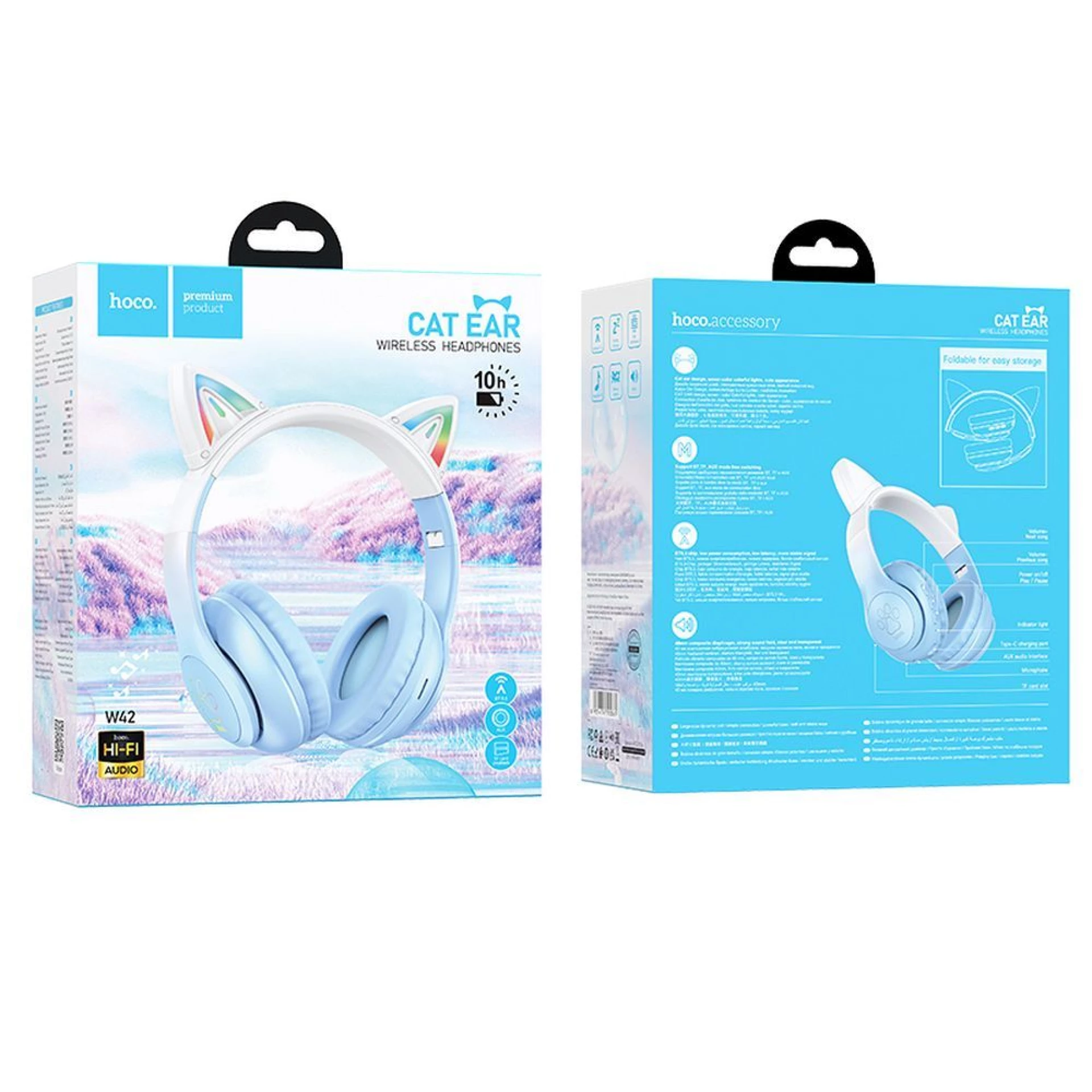 Bežične slušalice HOCO bluetooth W42 Cat Ear crystal blue