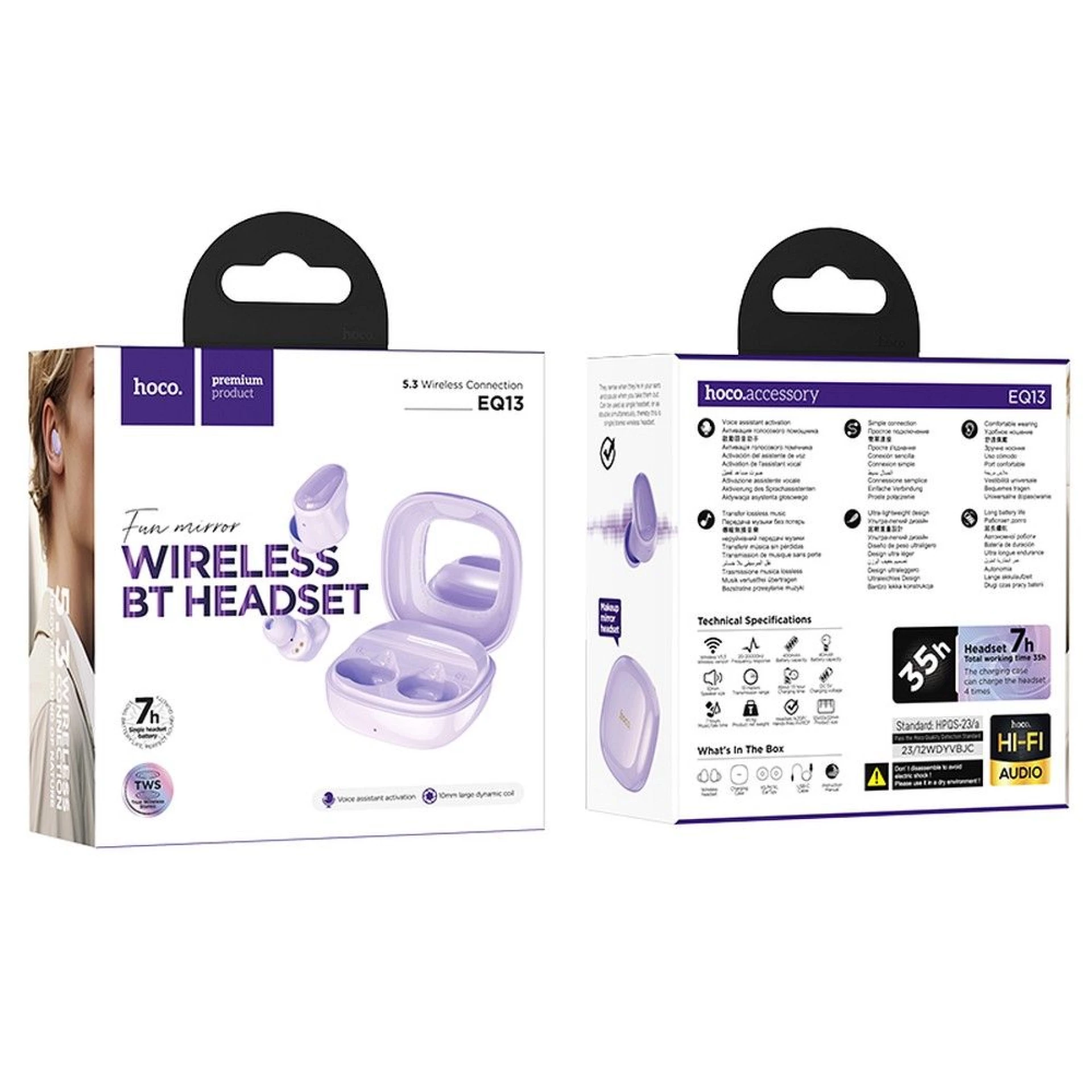 Bežične slušalice HOCO in-ear TWS EQ13 purple