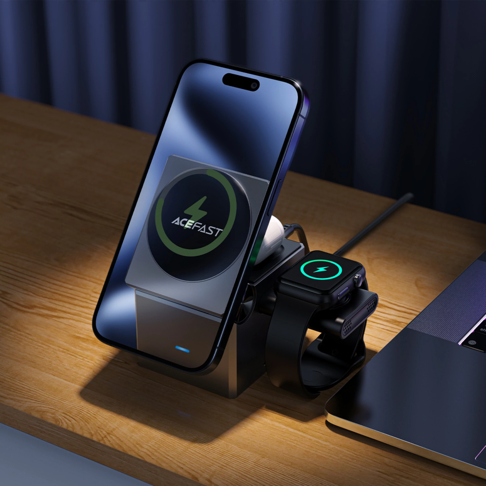 Bežični punjač 3in1 Acefast E18 Rubik's Cube Inductive Charger 15W crni