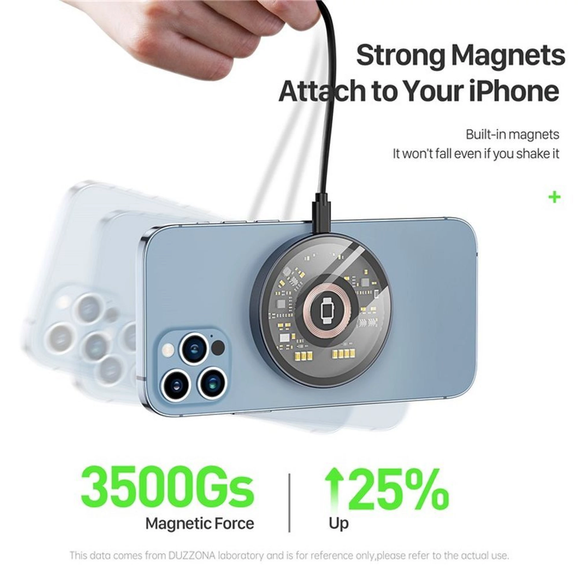 Bežični punjač DUZZONA MagSafe 15W W13 crni/transparent