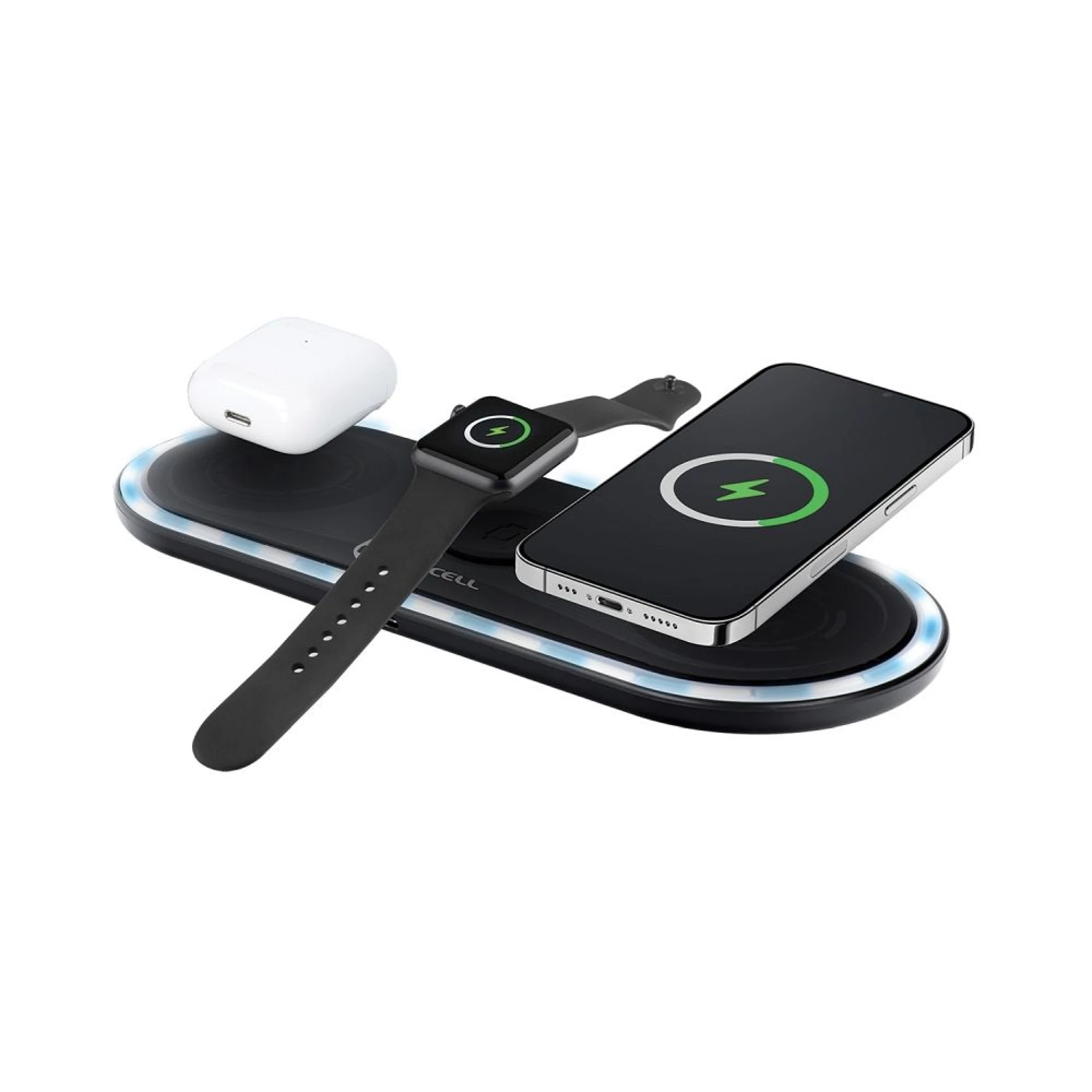 Bežični punjač FORCELL F-ENERGY Ellipse 3in1 QC 15W crni
