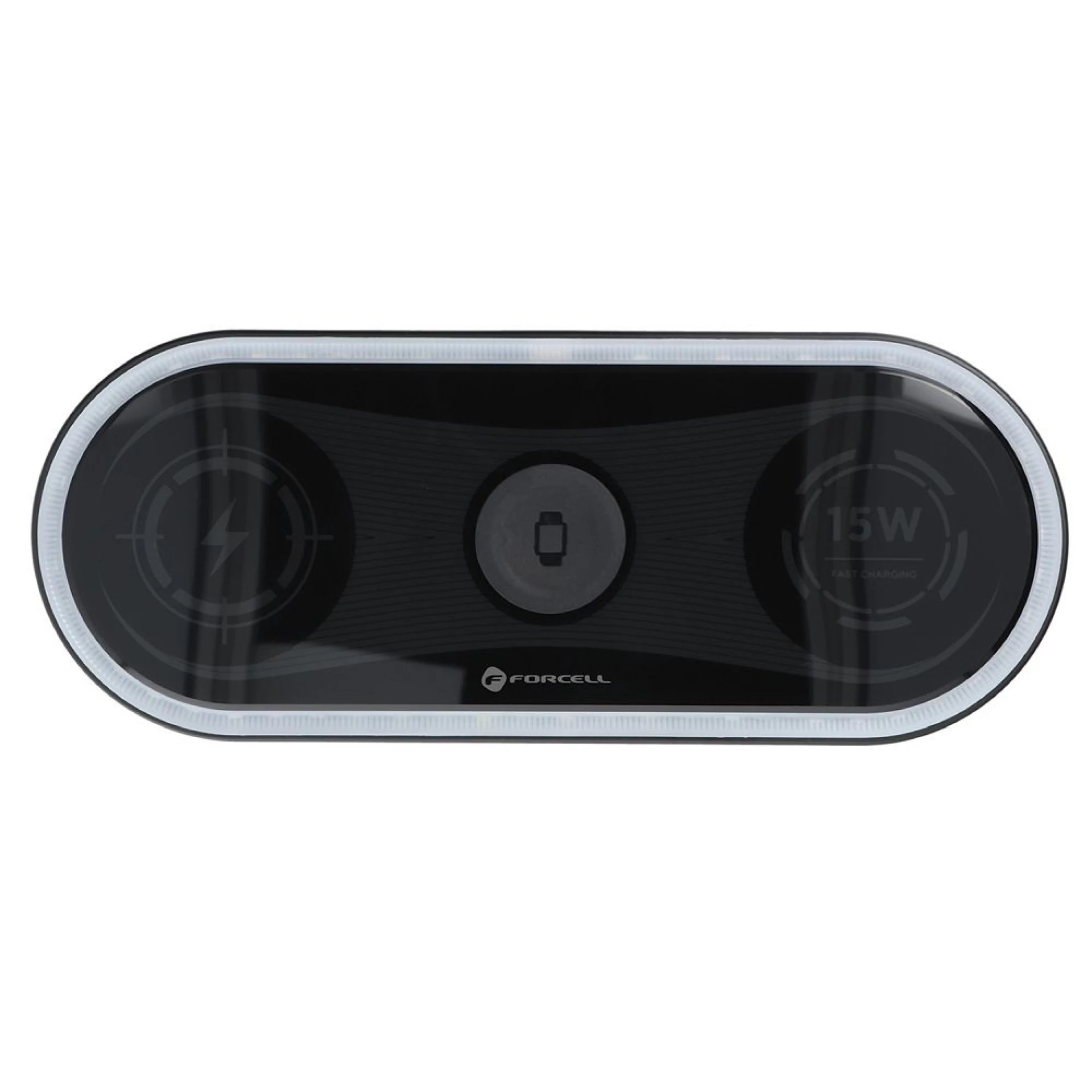Bežični punjač FORCELL F-ENERGY Ellipse 3in1 QC 15W crni