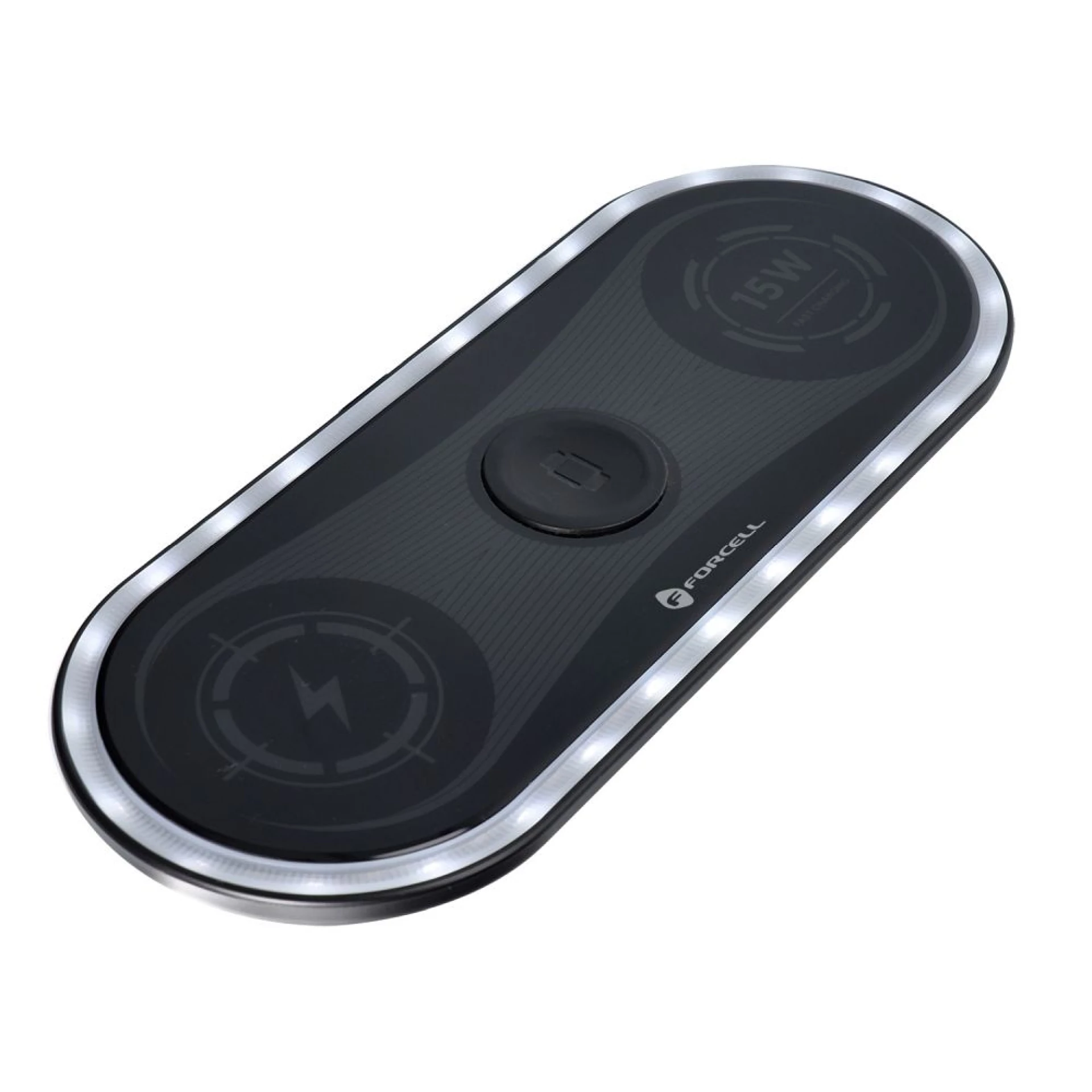 Bežični punjač FORCELL F-ENERGY Ellipse 3in1 QC 15W crni