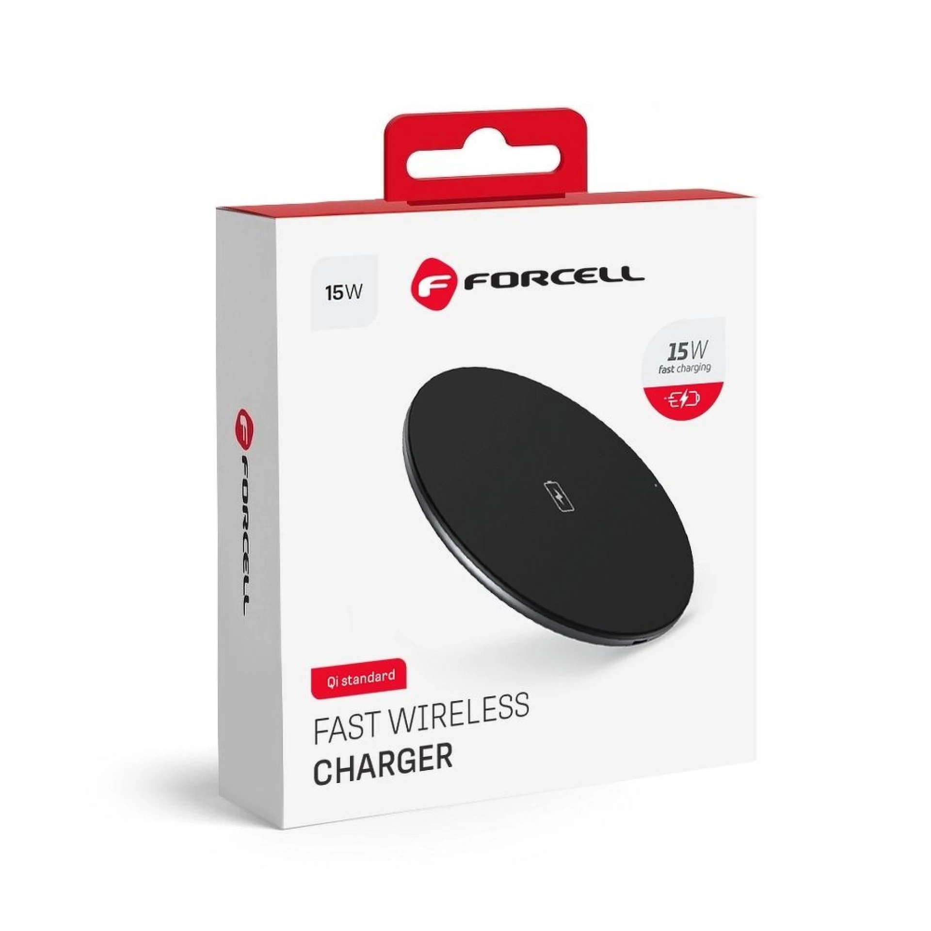 Bežični punjač FORCELL F-ENERGY fast wireless charger Qi QC 15W crni
