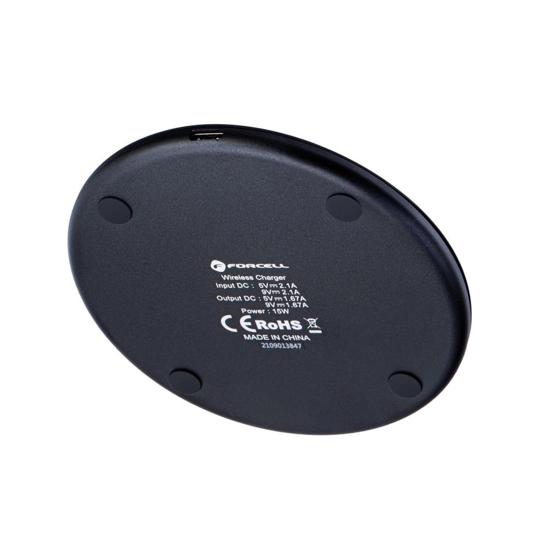 Bežični punjač FORCELL F-ENERGY fast wireless charger Qi QC 15W crni