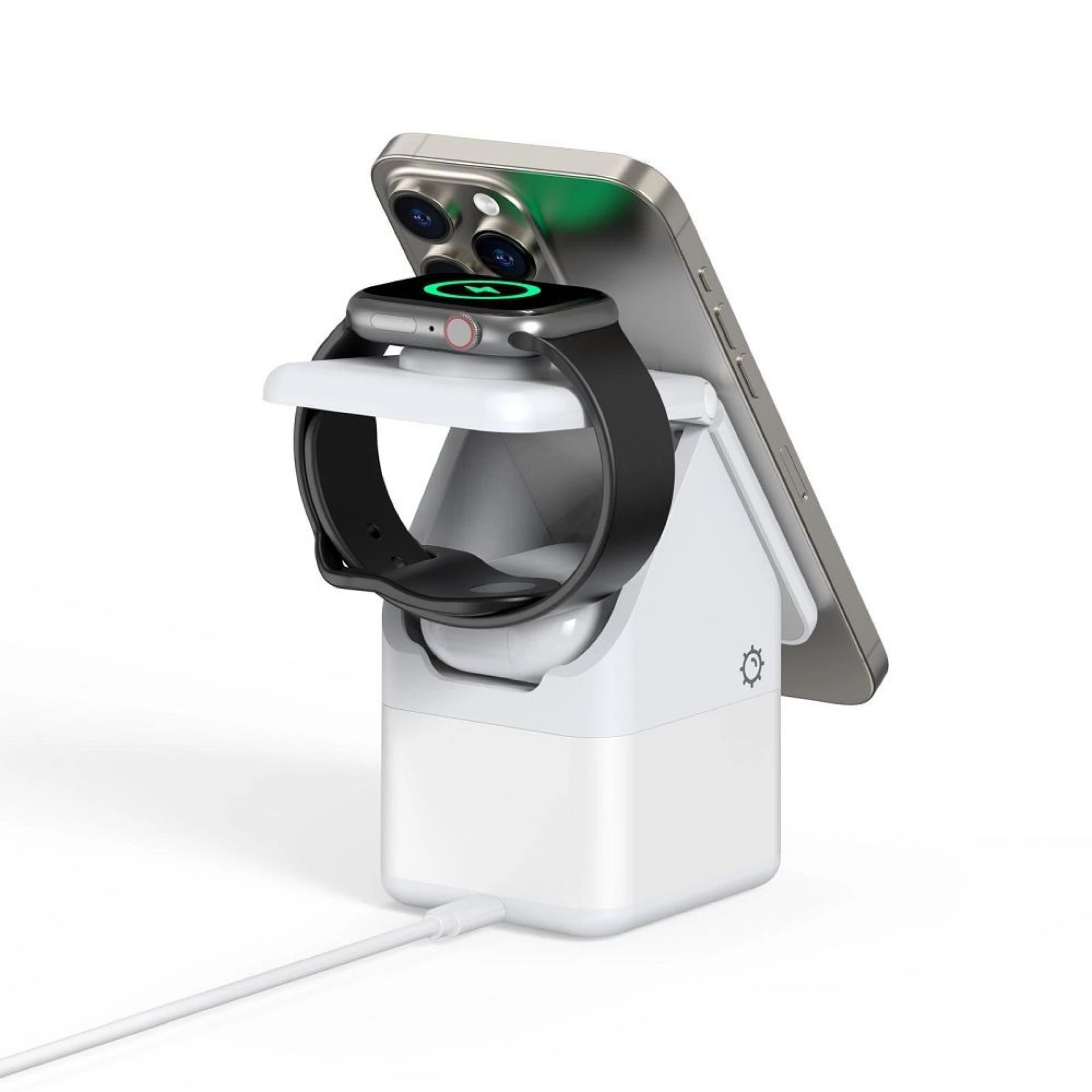 Bežični punjač W20 4-in-1 House-shaped Magnetic Charger Stand 15W bijeli