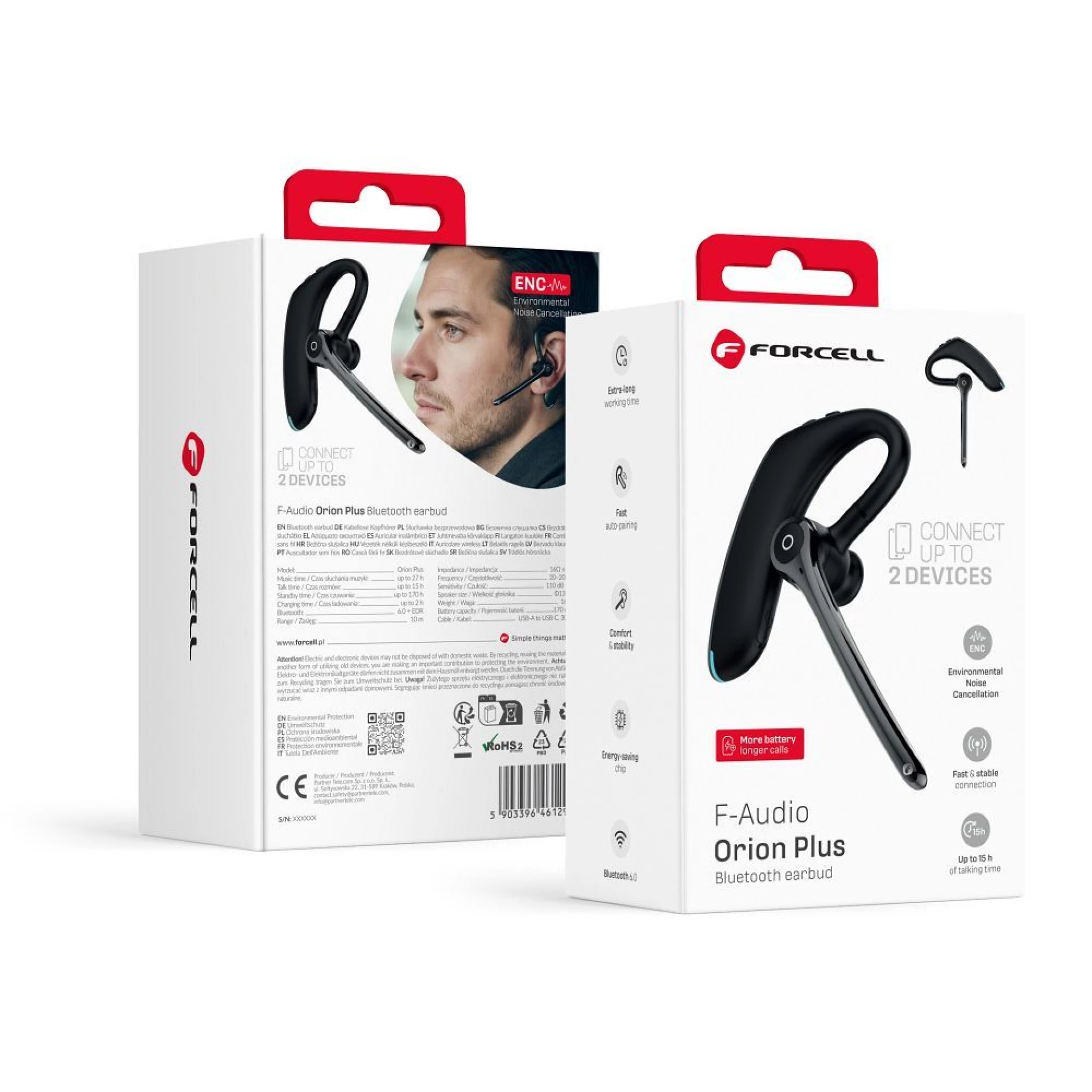 Bluetooth slušalica FORCELL Orion Plus Wireless mono headset crna