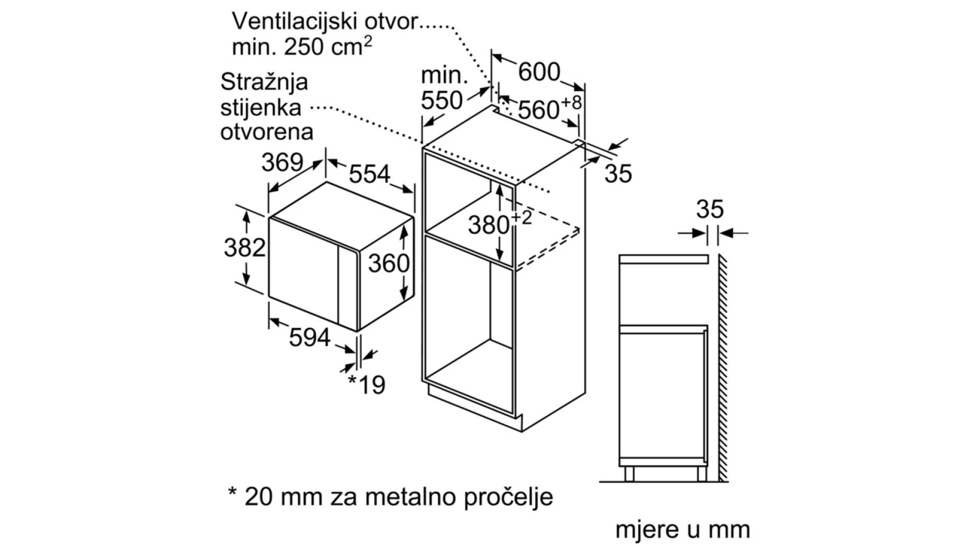 BOSCH mikrovalna Serie 6| CRNA, 900W, Autopilot 7, 25L; Lijevo otvaranje, CN BFL554MB0