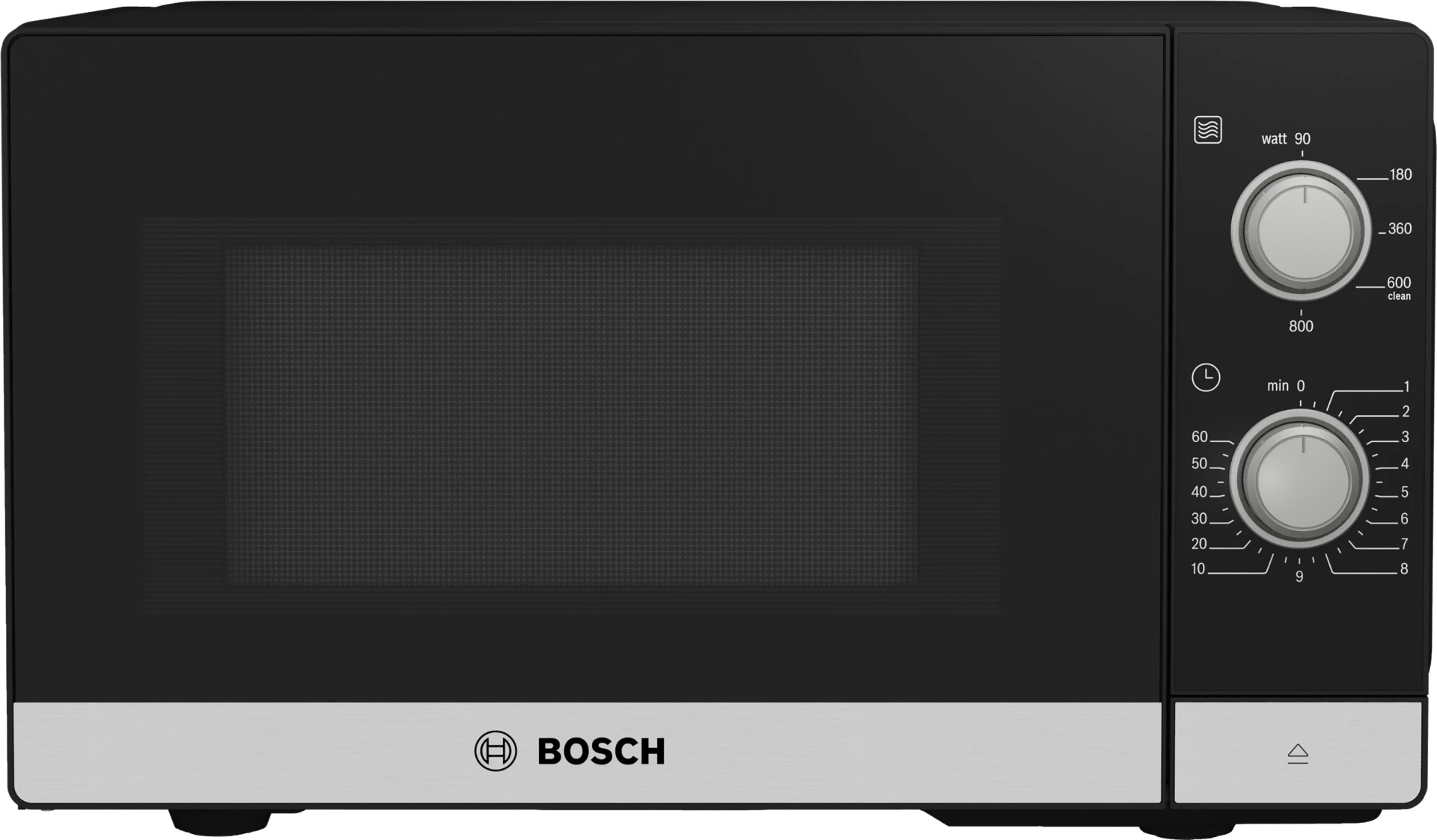 Mikrovalna BOSCH Serie 2|, INOX, 800W, 20L, 5 postavki 90 W, 180W, 360 W, 60 800W FFL020MS2