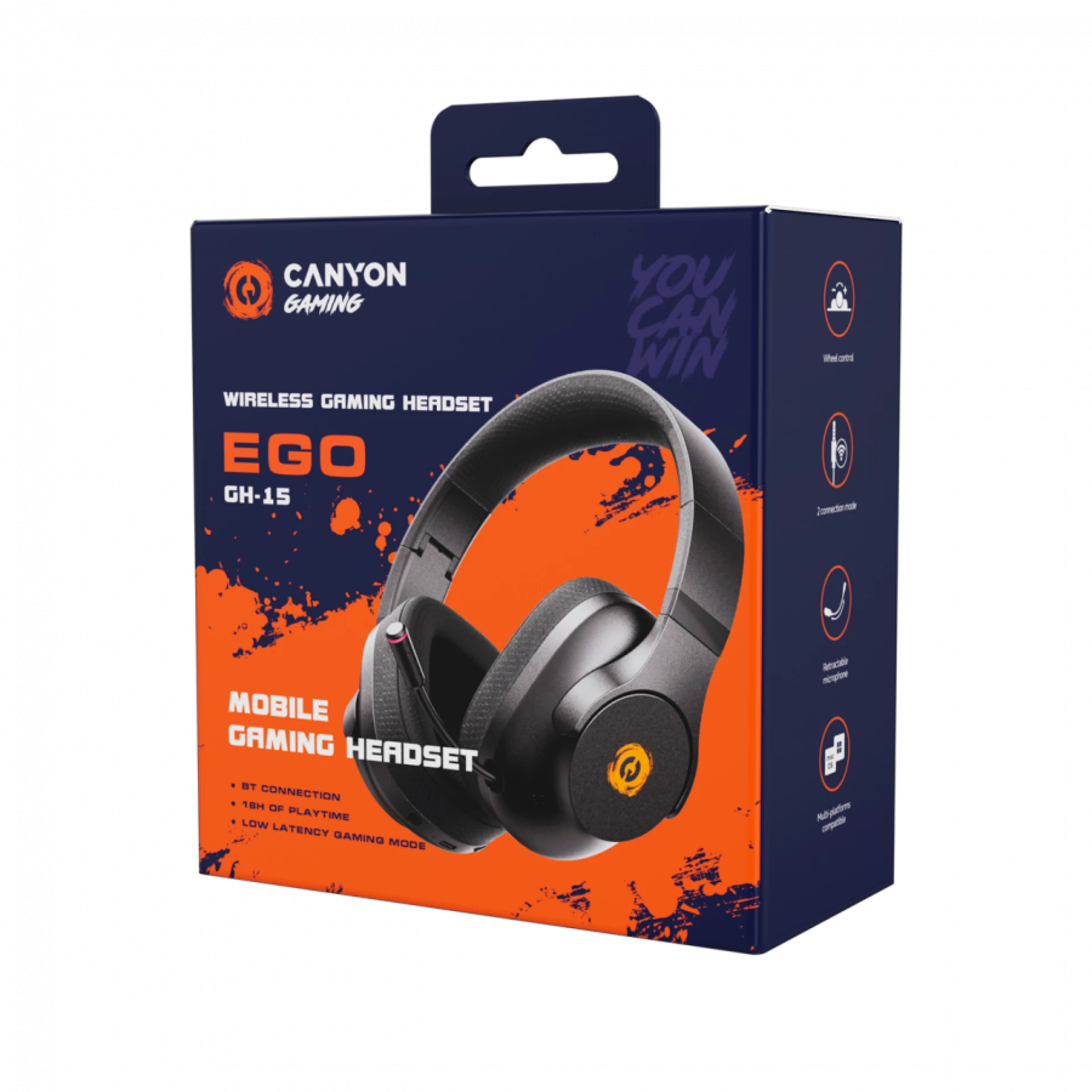 CANYON headset EGO GH-15 2in1 BT White
