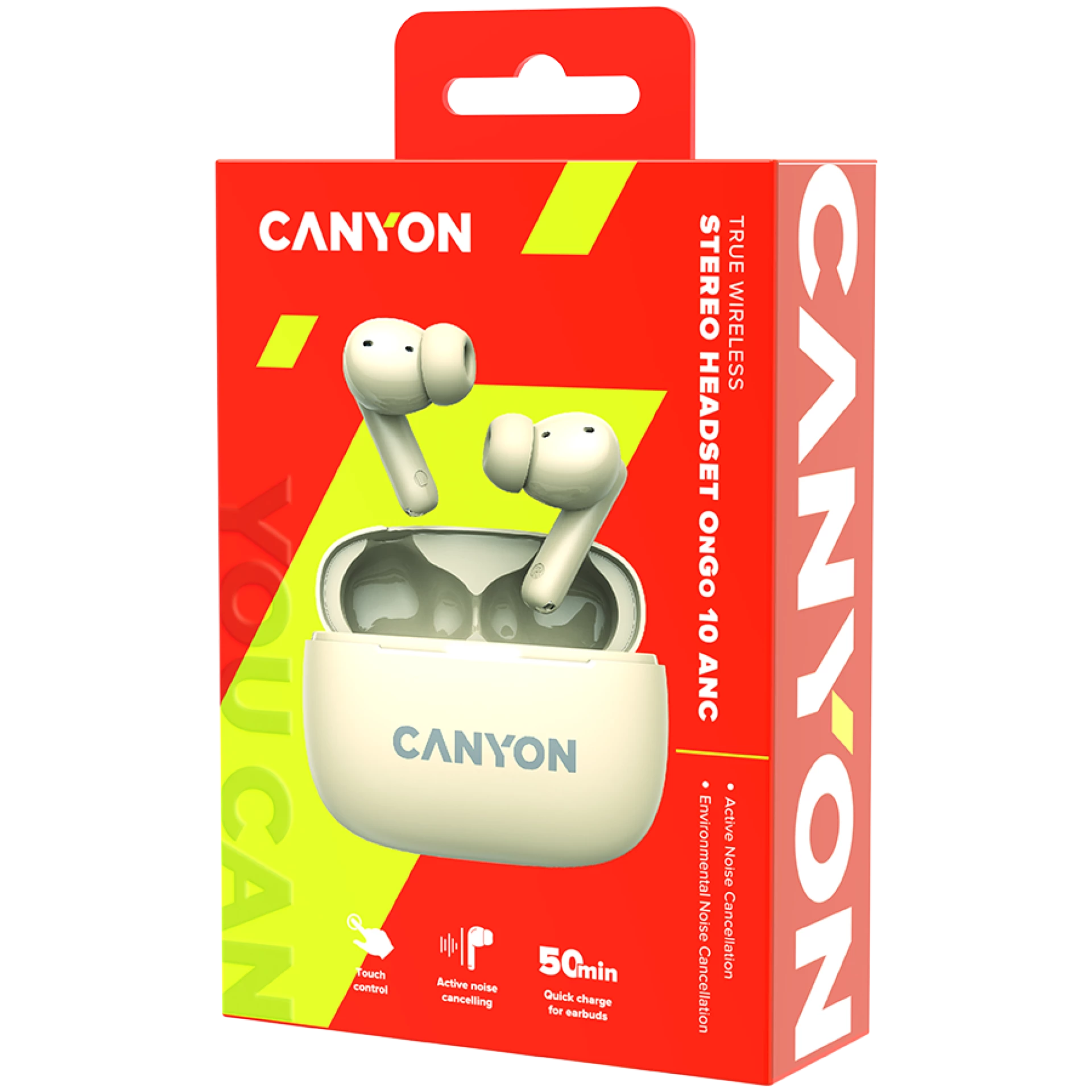 CANYON headset OnGo TWS-10 ANC+ENC Beige