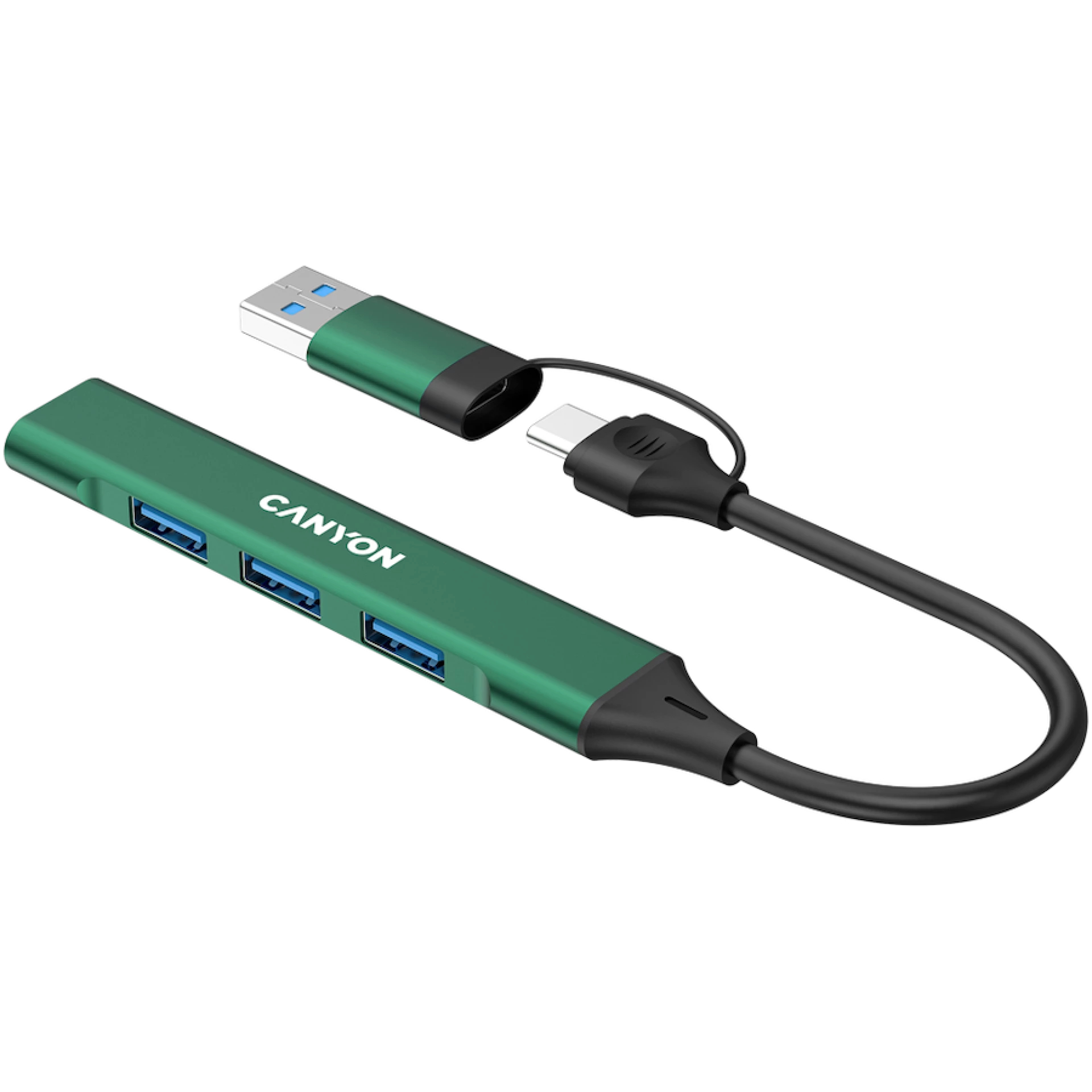 CANYON hub DS-02 4in1 USB-A/C Green