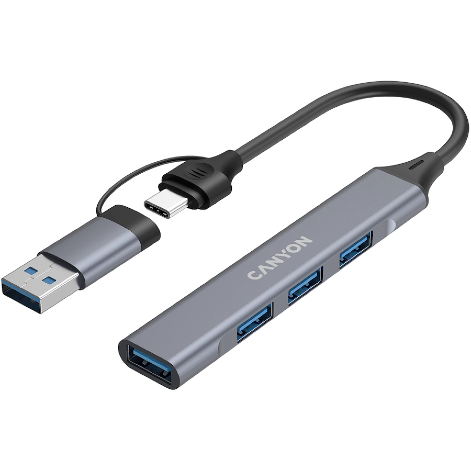 CANYON hub DS-02 4in1 USB-A/C Grey