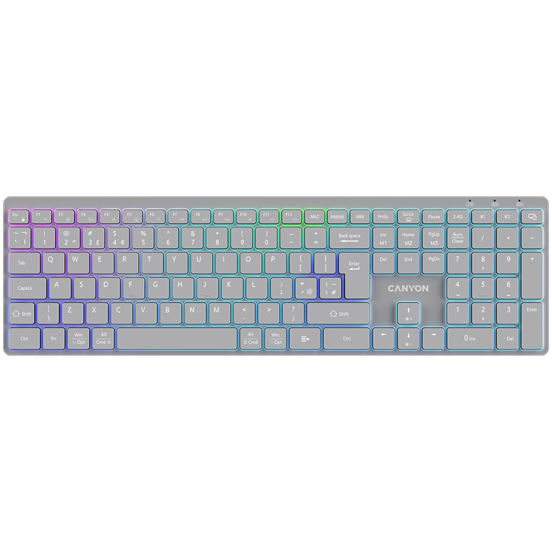 CANYON keyboard HKB-W11 UK/US RGB Dual Mode Wireless Grey