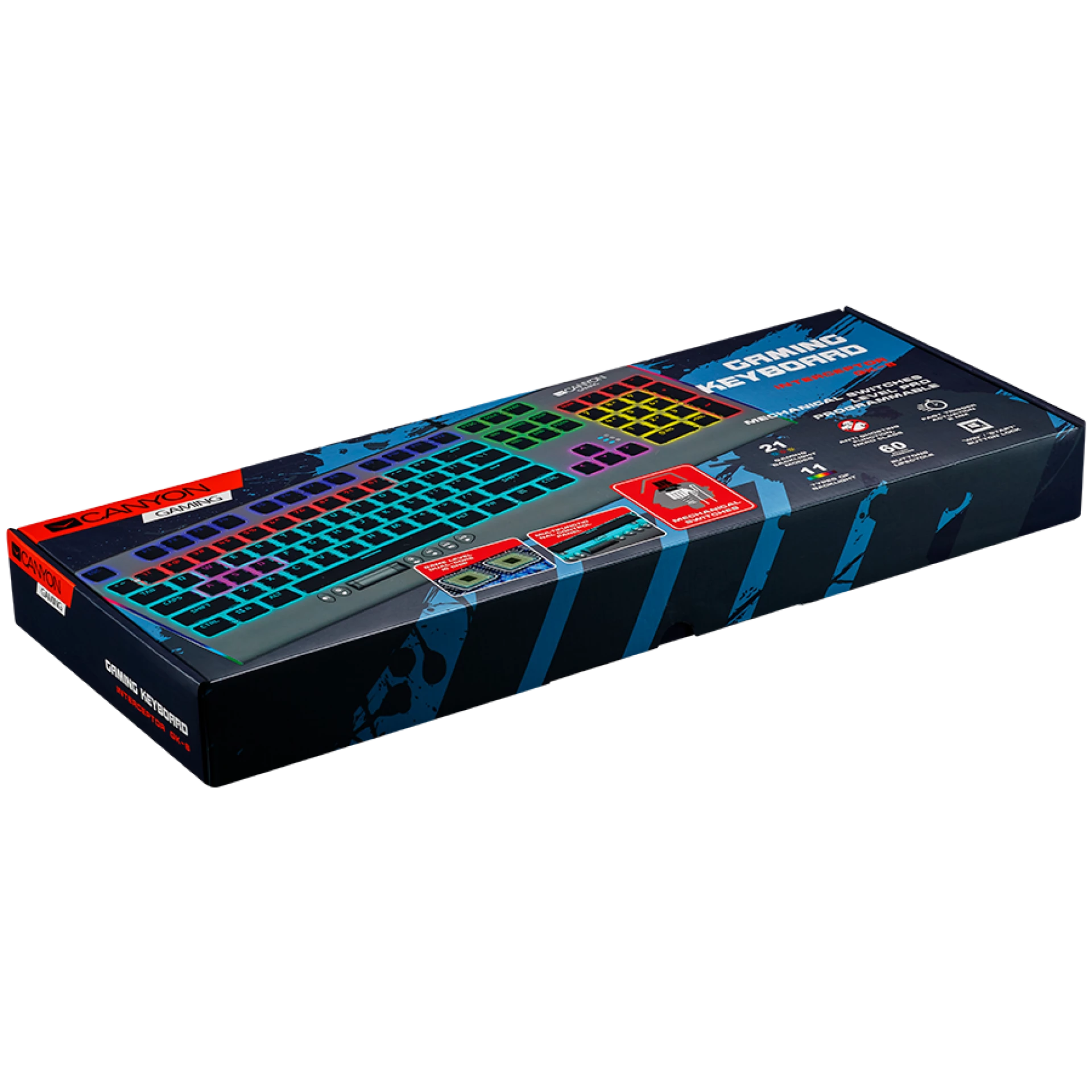 CANYON keyboard Interceptor GK-8 RGB EN Wired Dark Grey