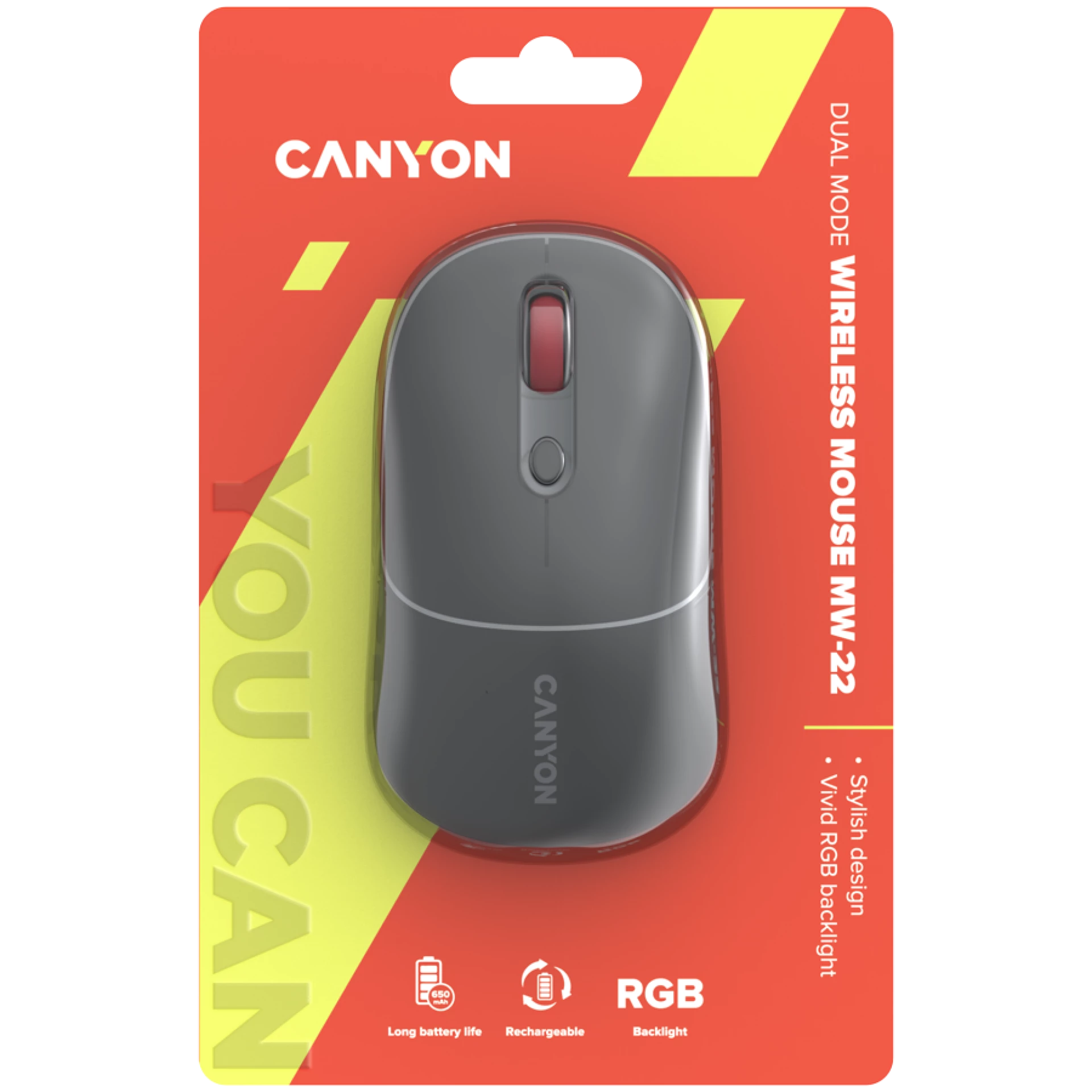 CANYON mouse MW-22 2in1 BT/ Wireless Dark Grey