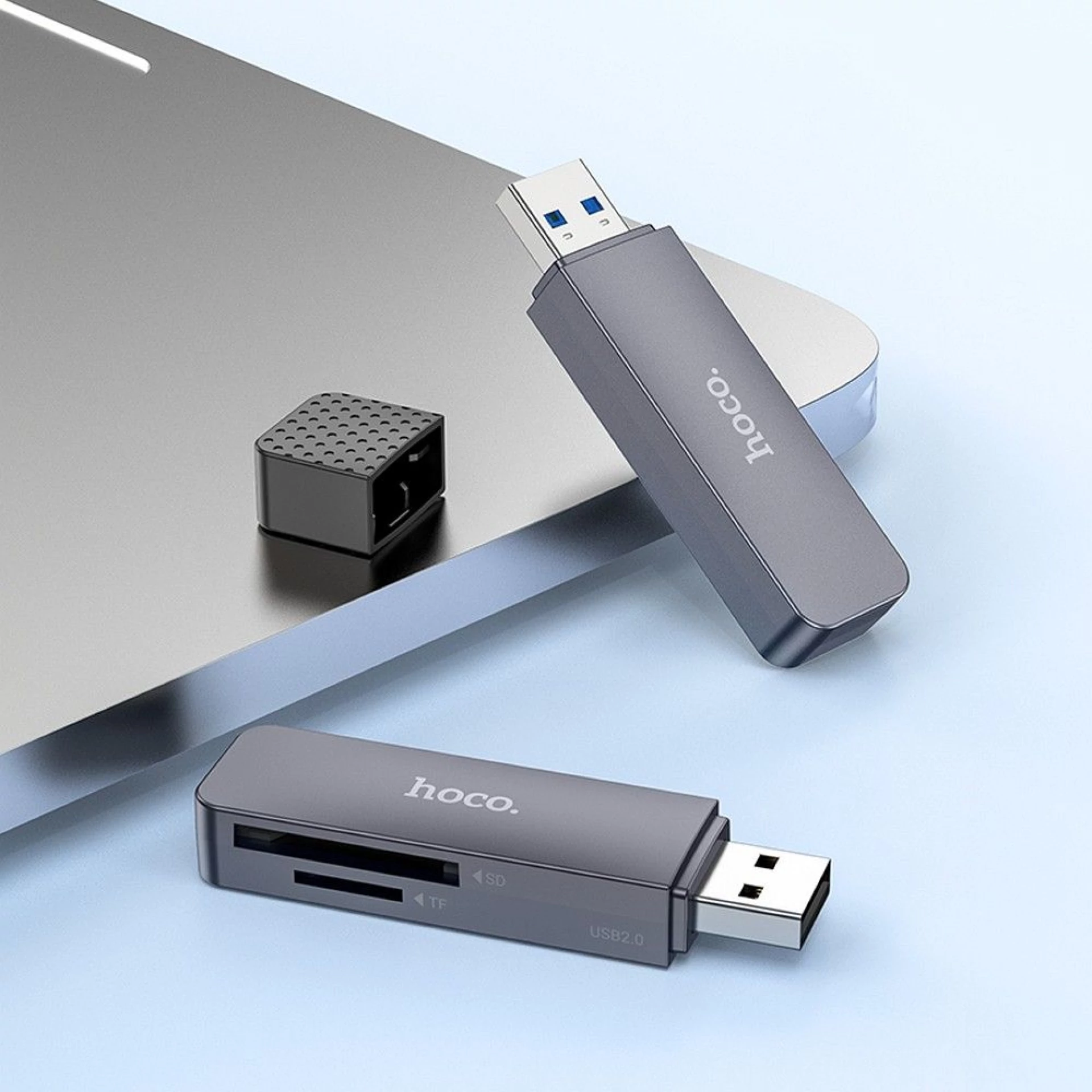 Čitač kartica HOCO 2in1 USB A 3.0 HB45 metal gray