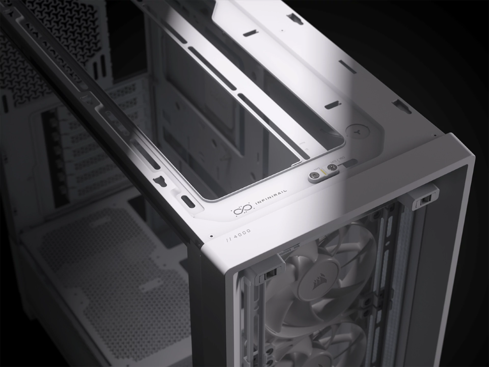 CORSAIR FRAME 4000D RS Case3xRS120 fans, 360mm radiator170mm cooler, 430mm GPU, ATX, White