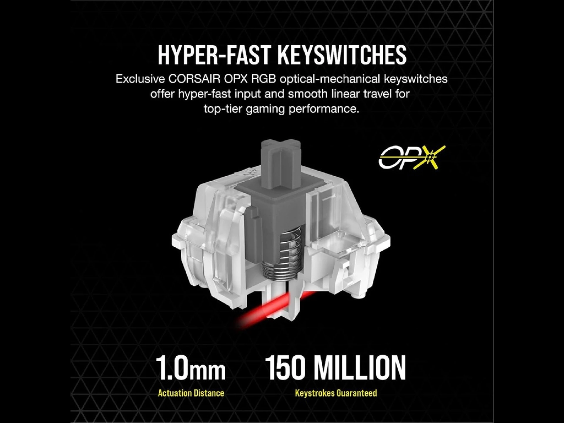 Corsair K100 RGB KeyboardOptical-Mechanical GamingCorsair OPX Switch, Black