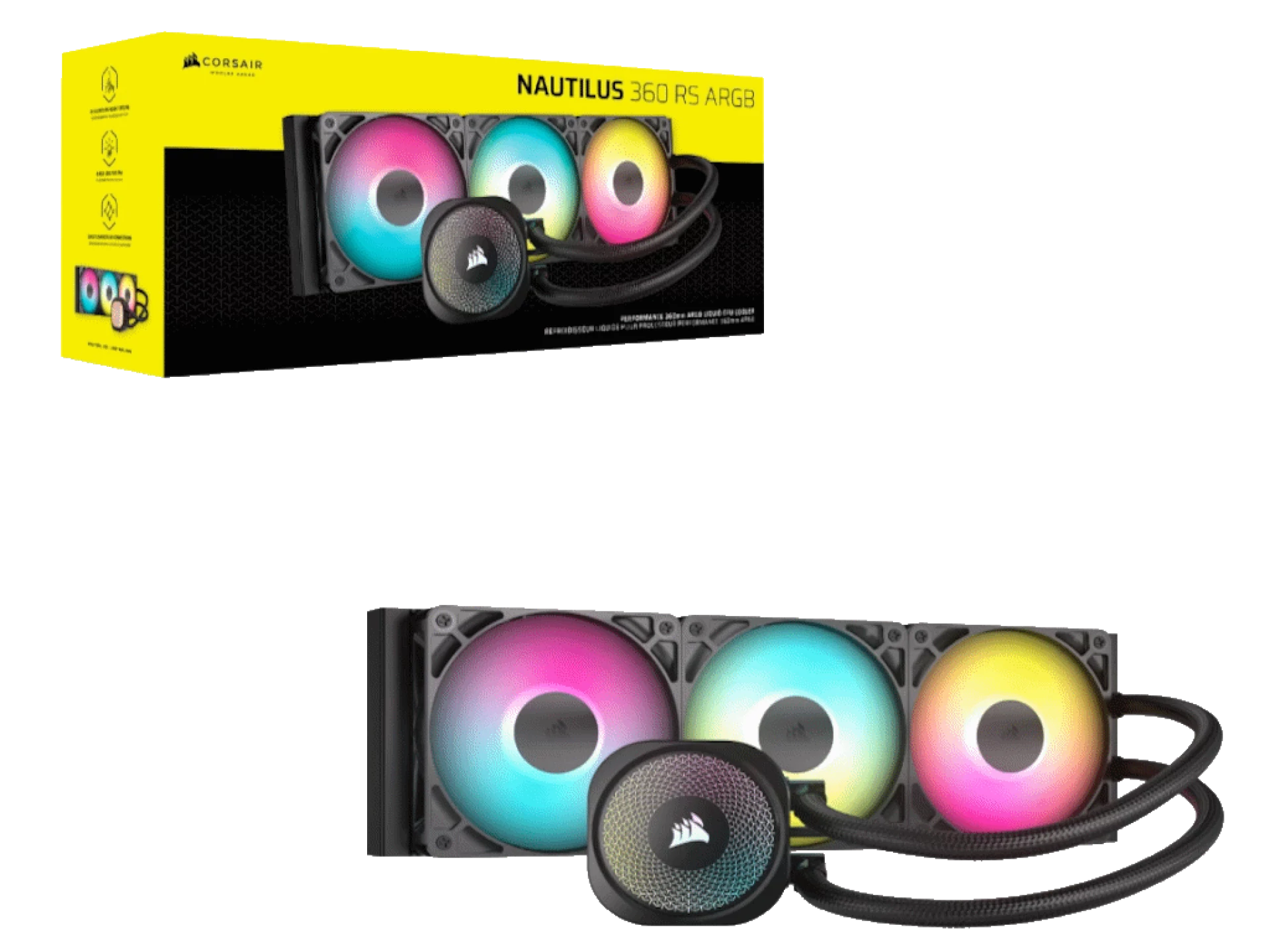 CORSAIR NAUTILUS 360 RS AIOLiquid CPU Cooler, Black,RS120LGA1851, LGA1700, AM5, AM4