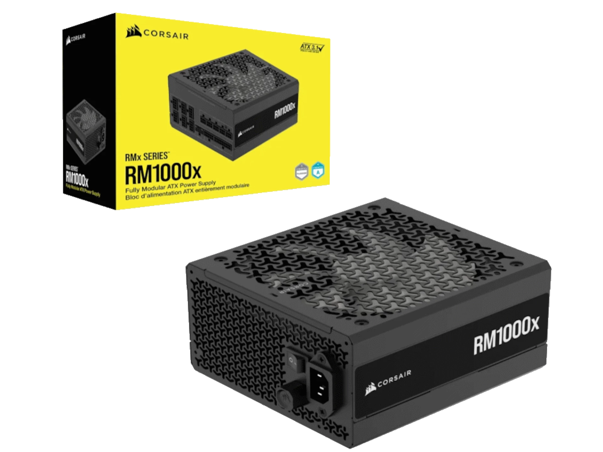 Corsair PSU 1000W RM1000xGold, Fully Modular, 12V-2x612xSATA, 4xPCIe, ATX 3.1, PCIe 5.1