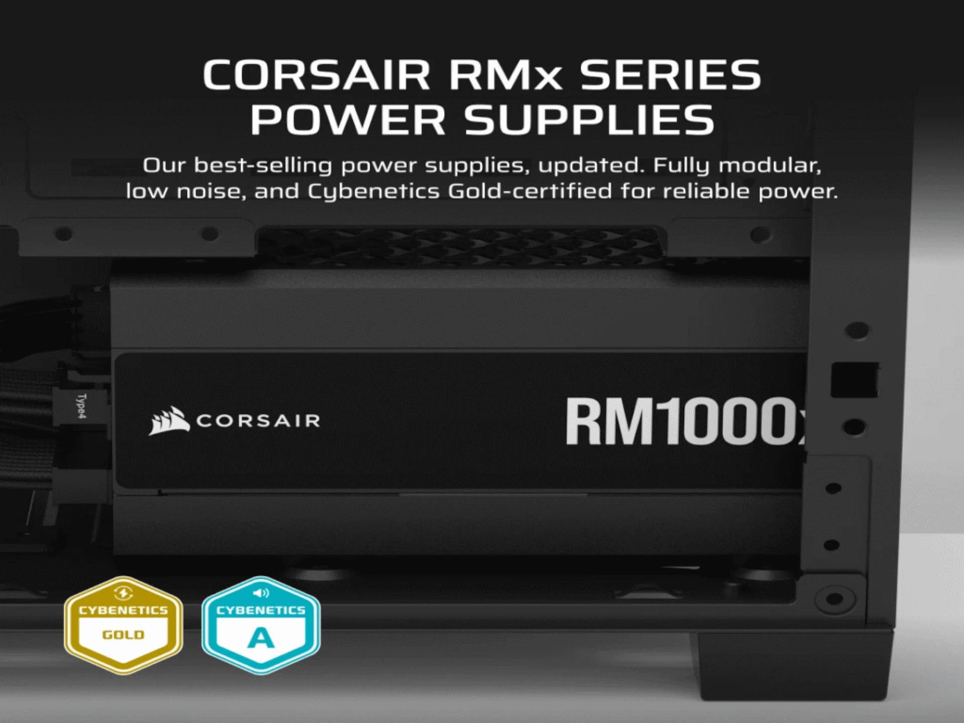 Corsair PSU 1000W RM1000xGold, Fully Modular, 12V-2x612xSATA, 4xPCIe, ATX 3.1, PCIe 5.1