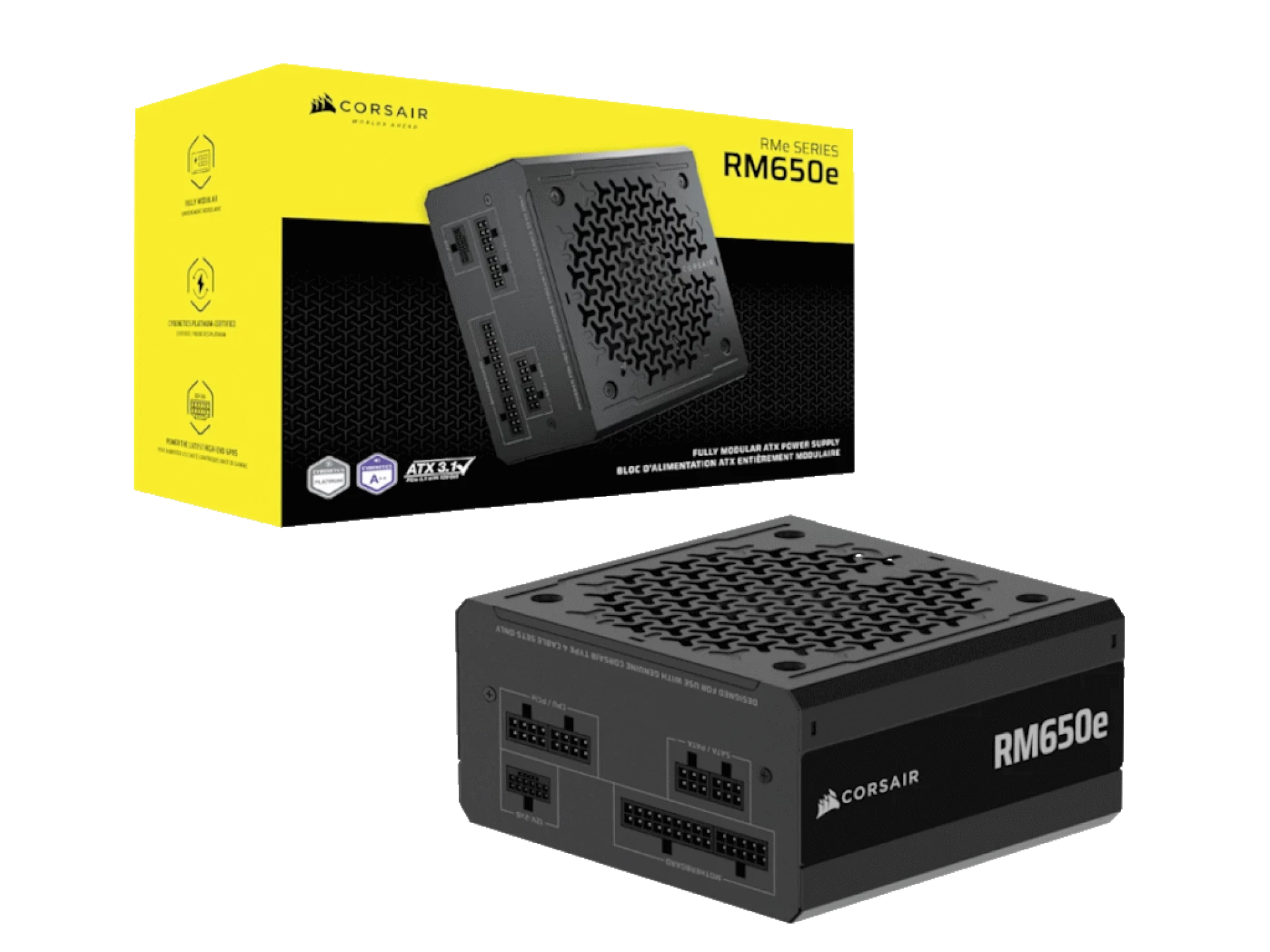 Corsair PSU 650W RM650eGold, Fully Modular, 12V-2x66xSATA, 3xPCIe, ATX 3.1, PCIe 5.1