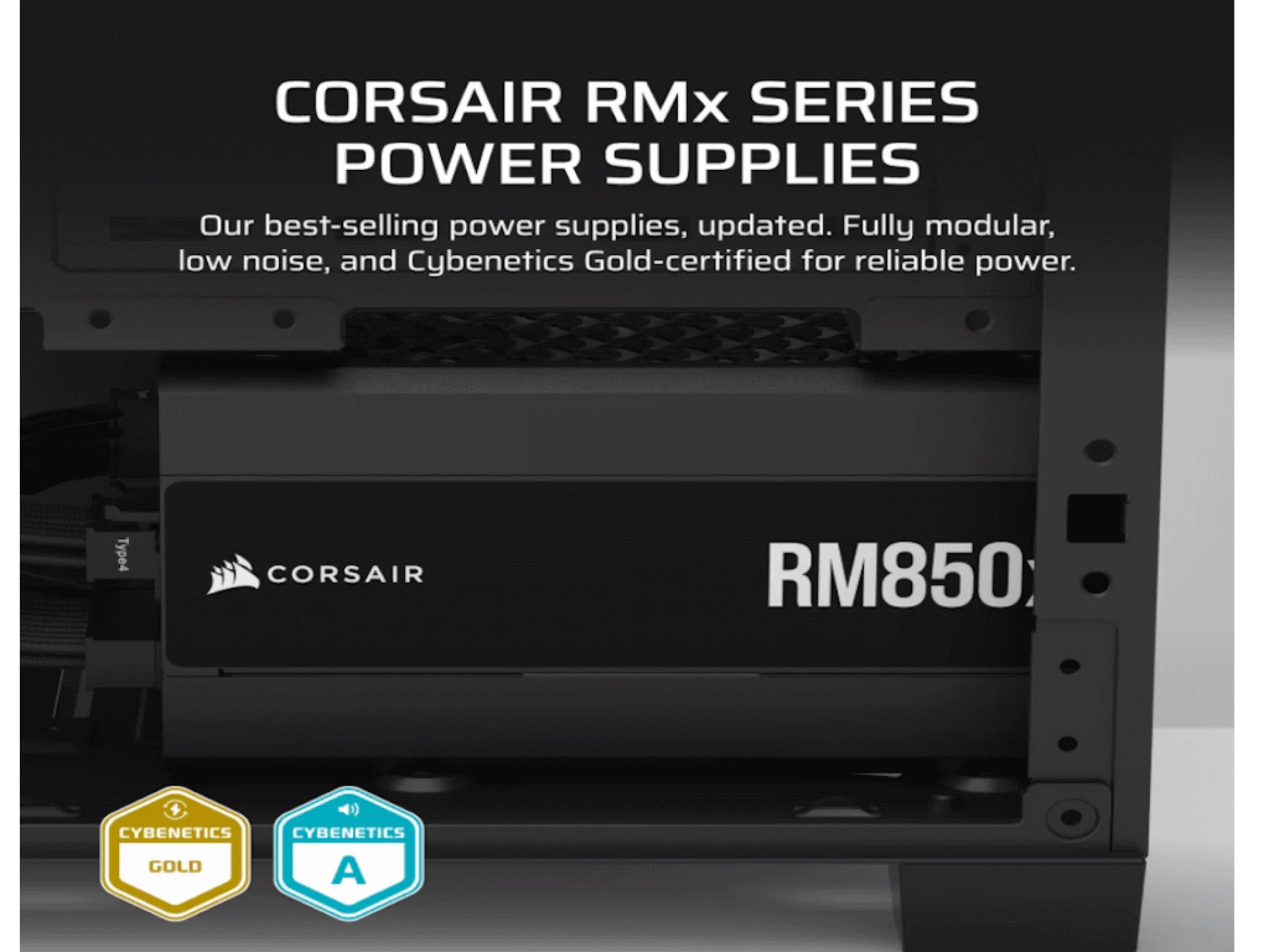 Corsair PSU 850W RM850xGold, Fully Modular, 12V-2x68xSATA, 3xPCIe, ATx 3.1, PCIe 5.1